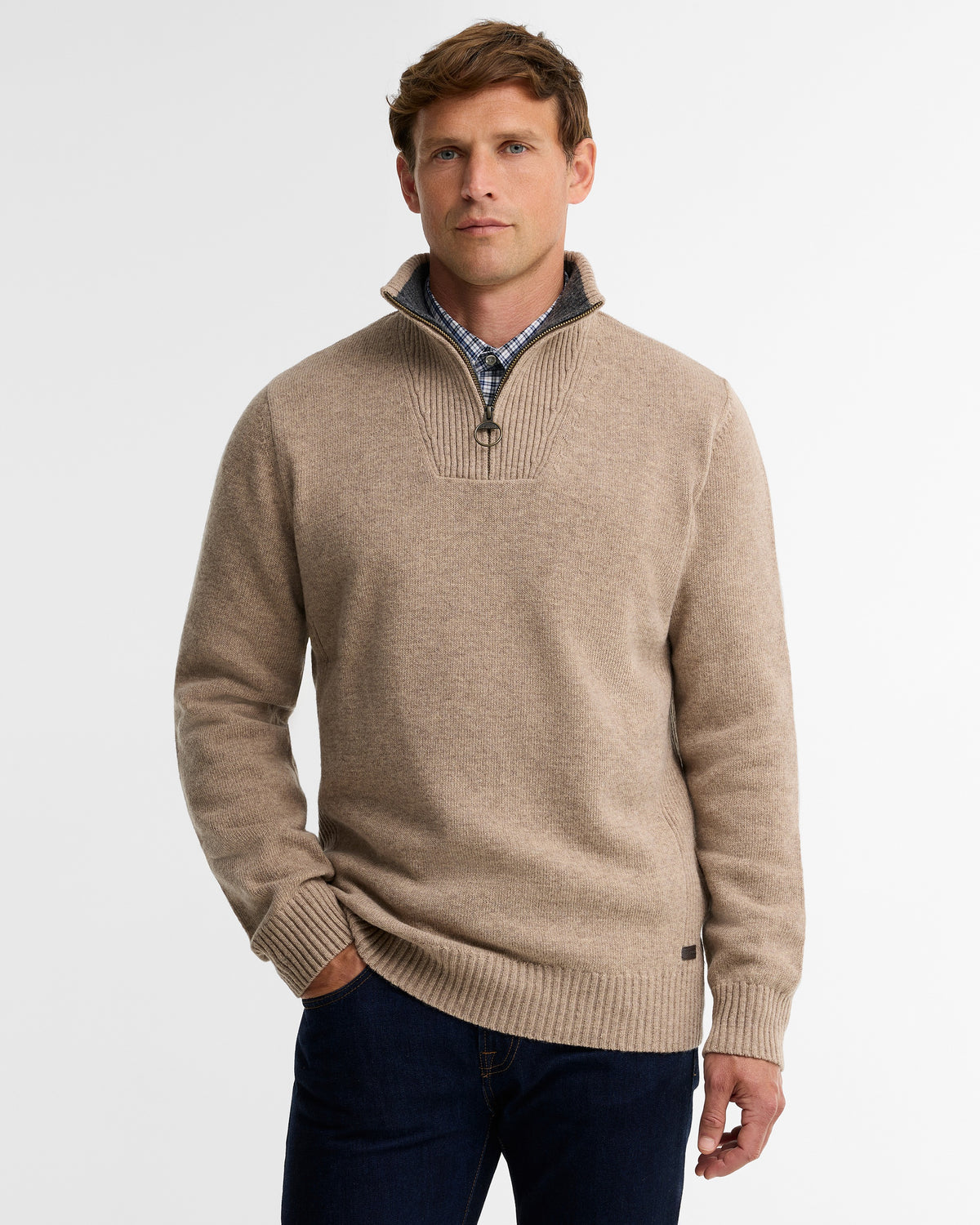 Nelson Essential Quarter-Zip Jumper - Stone