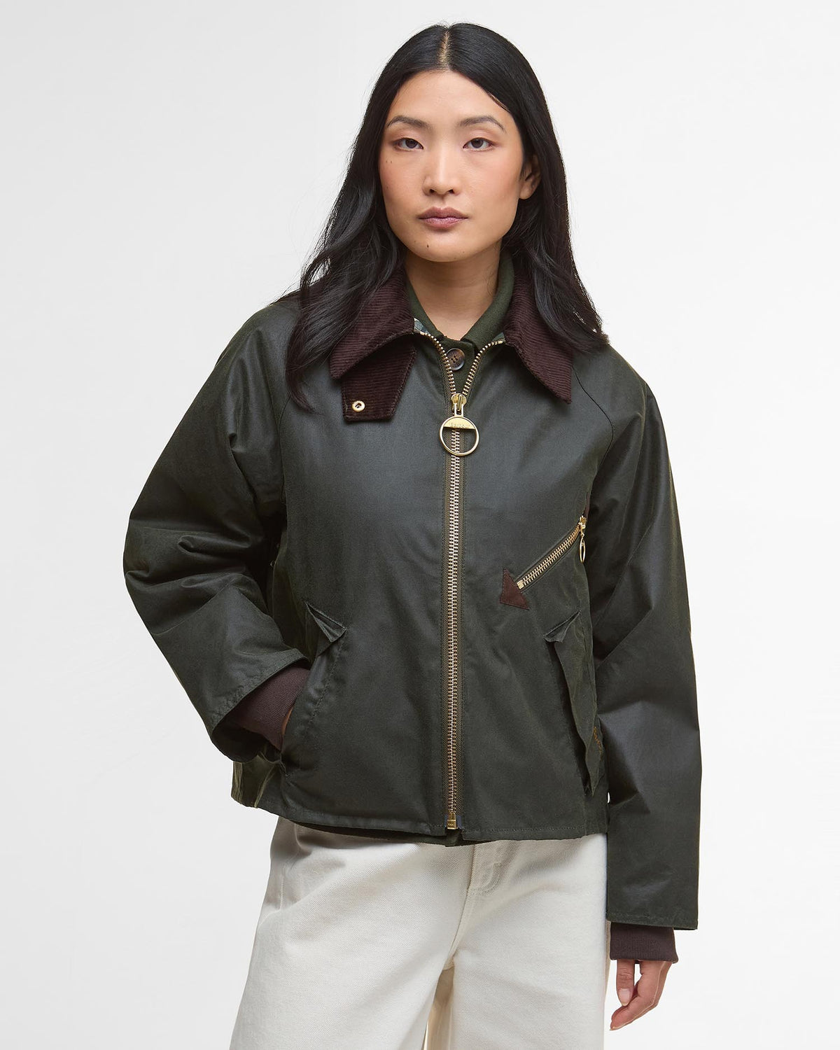 Arlene Waxed Jacket - Fern/Ancient Tartan