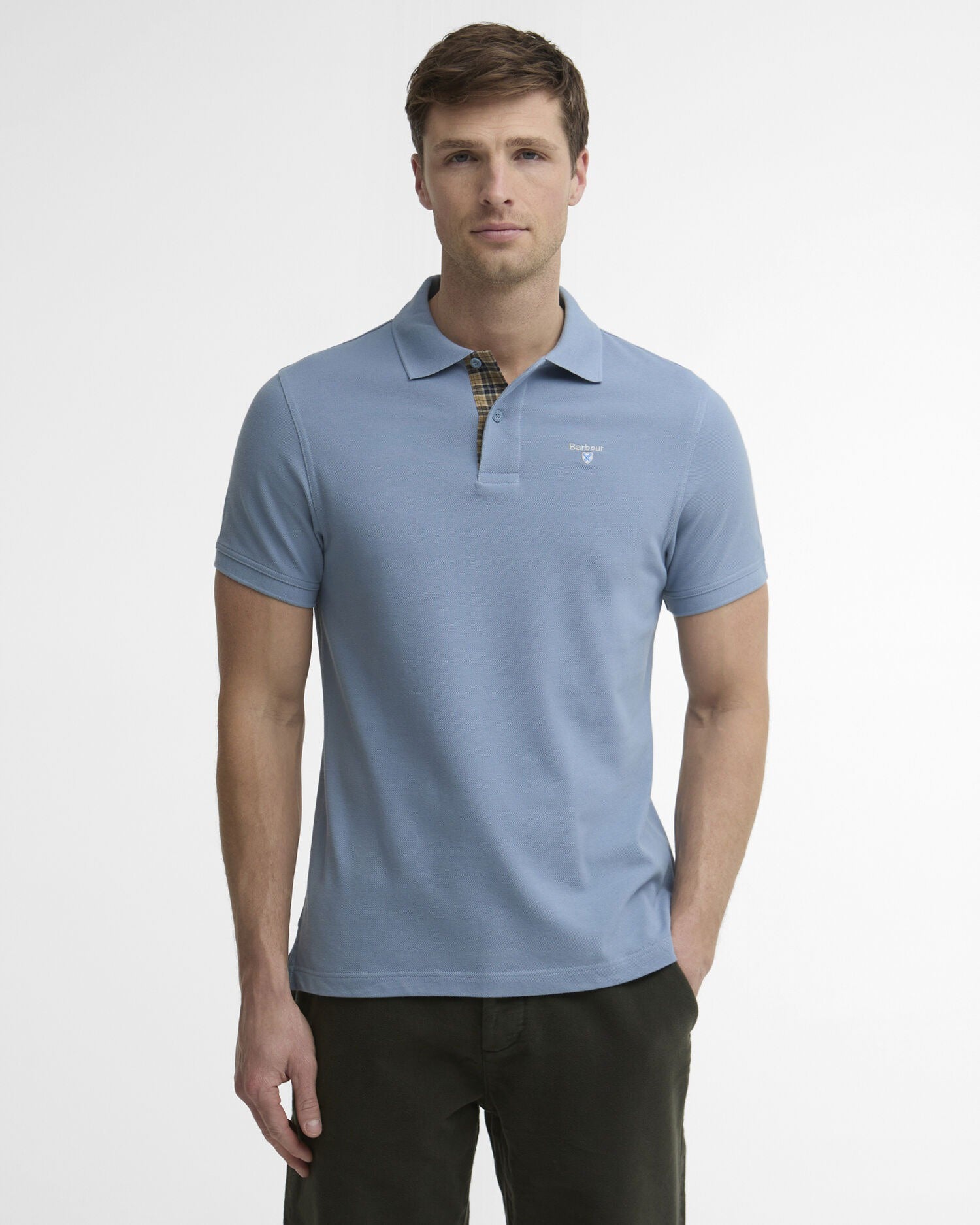 Tartan Pique Polo Shirt - Tarn Blue