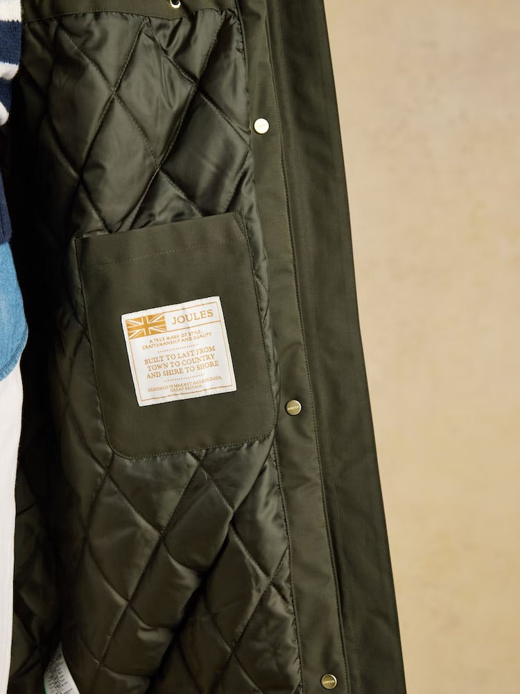 Warmwell Green Waterproof Fleece Lined Raincoat with Hood