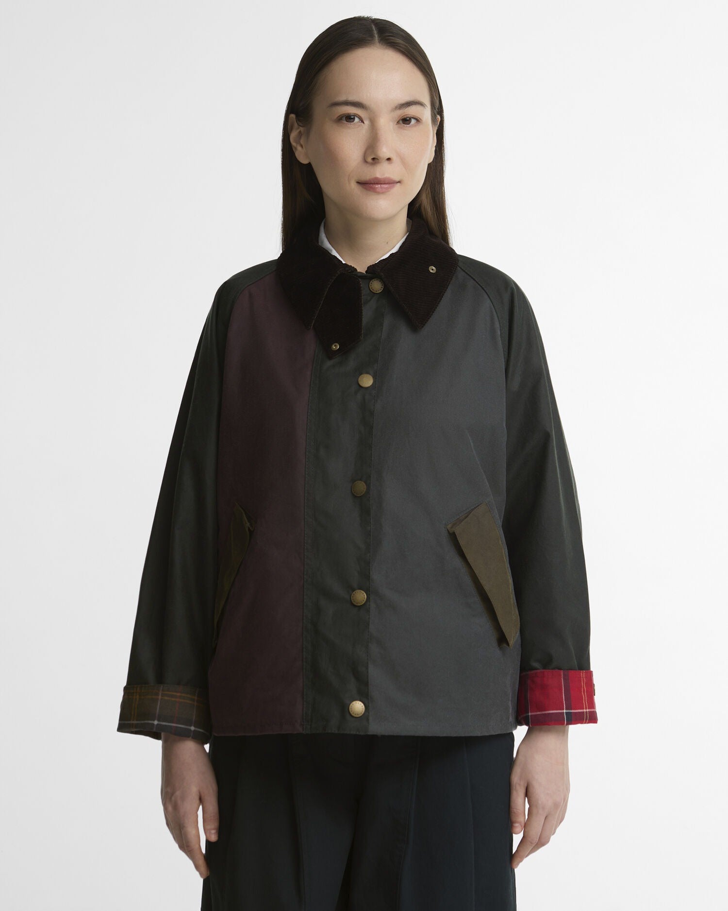 Patchwork Transport Waxed Jacket - Sage/Beech/Bordeaux/grey/mixed tartan