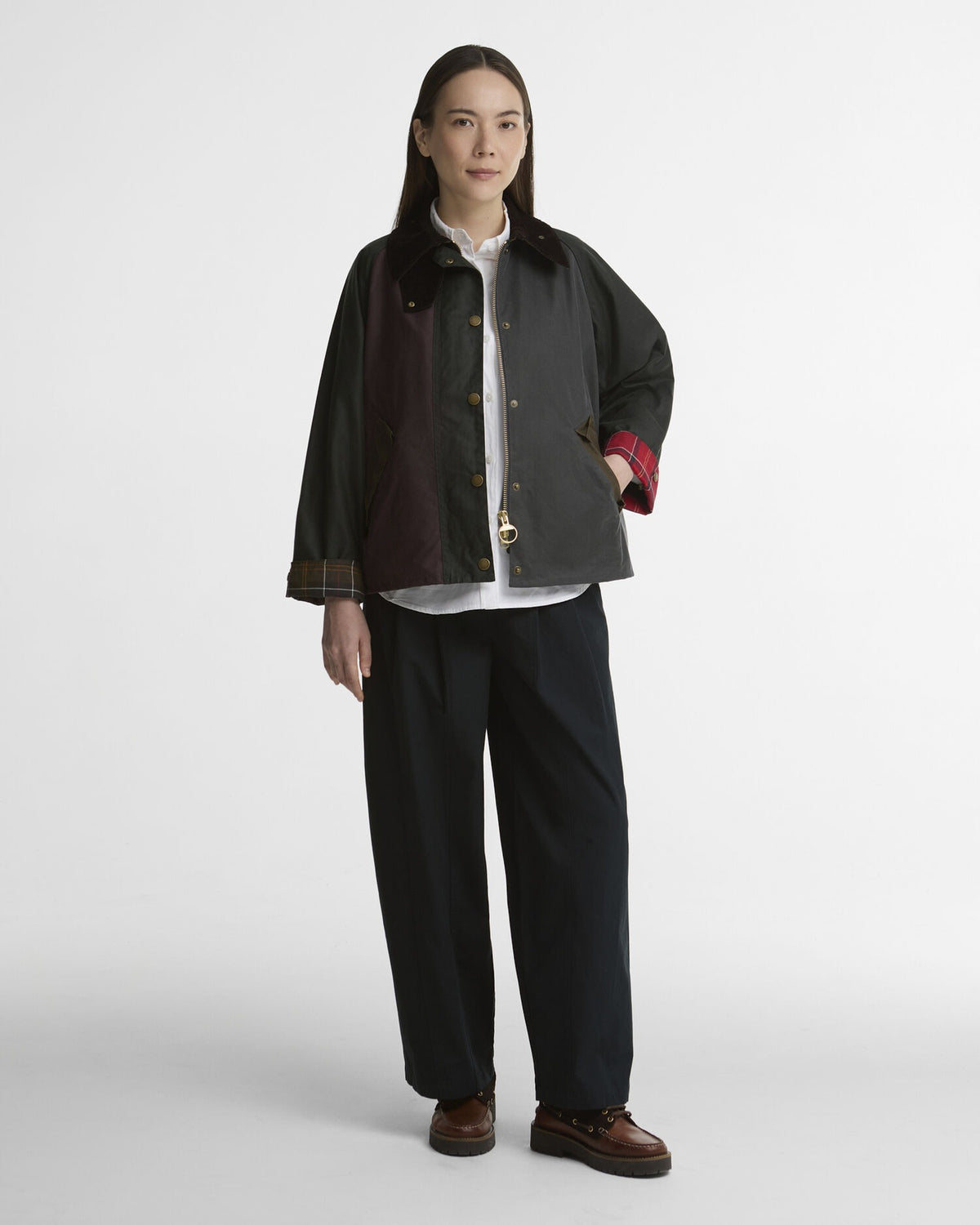 Patchwork Transport Waxed Jacket - Sage/Beech/Bordeaux/grey/mixed tartan