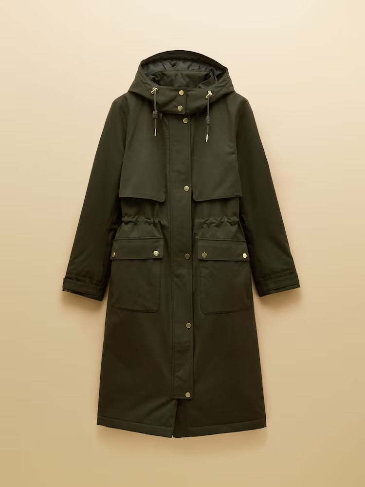 Warmwell Green Waterproof Fleece Lined Raincoat with Hood