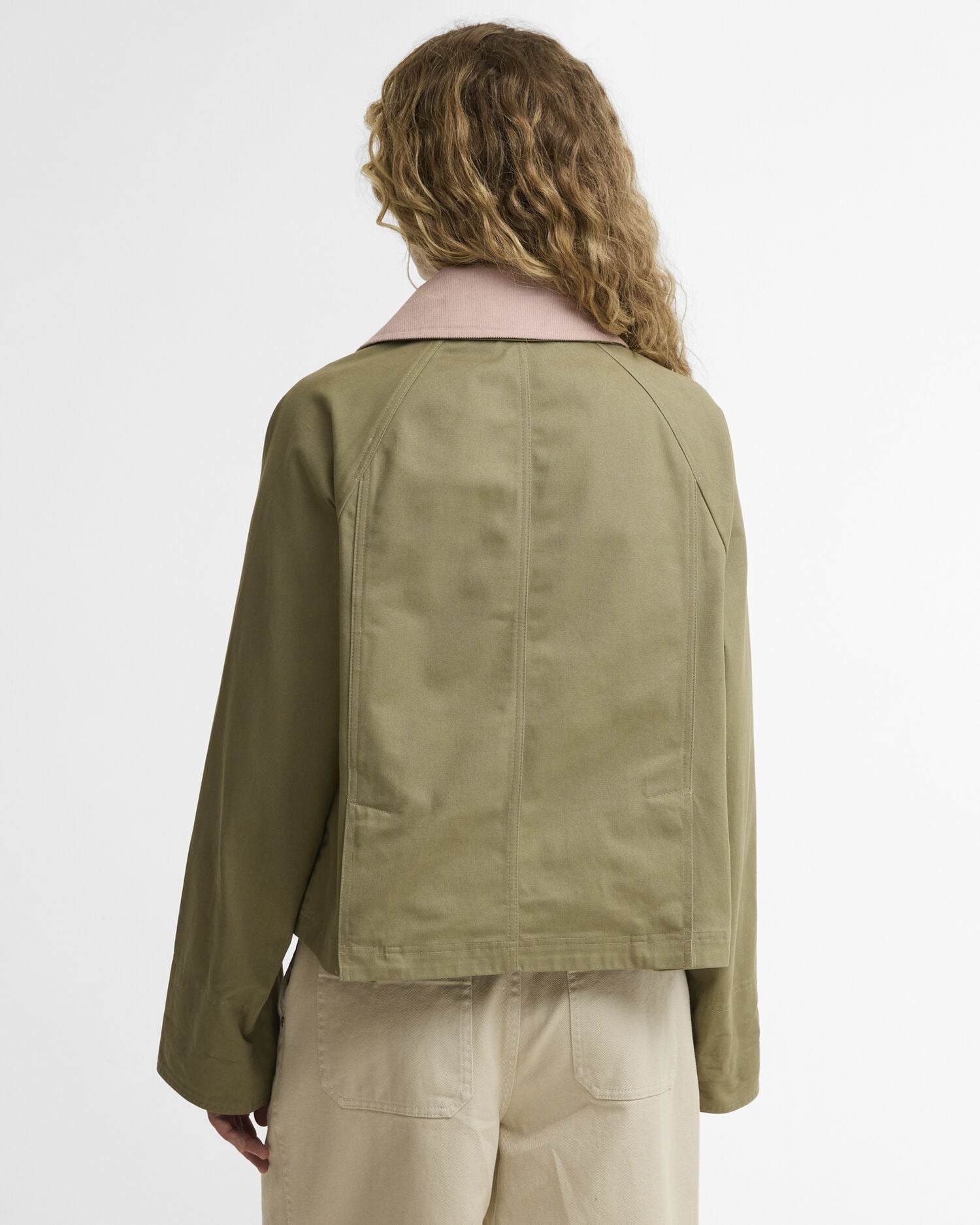 Cropped Beadnell Casual Jacket - Bleached Olive/Ancient/Gardenia