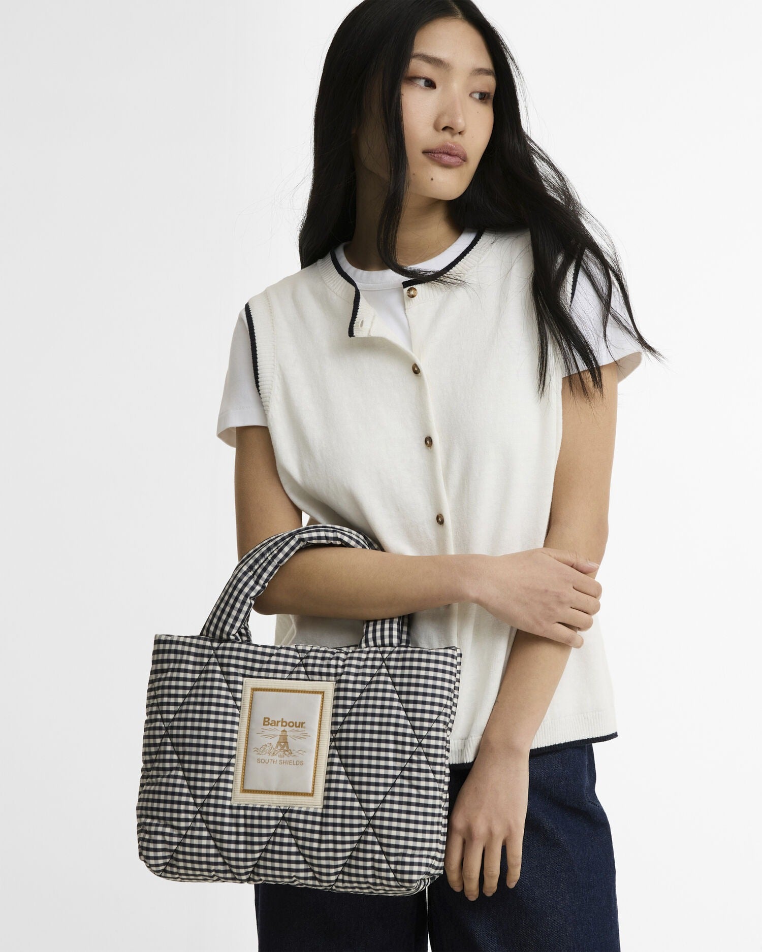 Riah Mini Quilted Tote Bag - Gingham Check