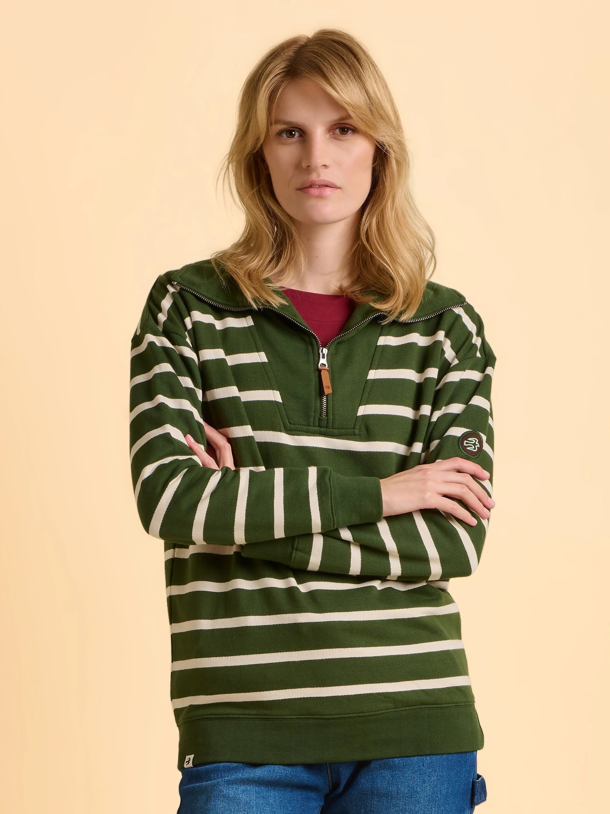 Charmouth Quarter Zip Sweatshirt - Green