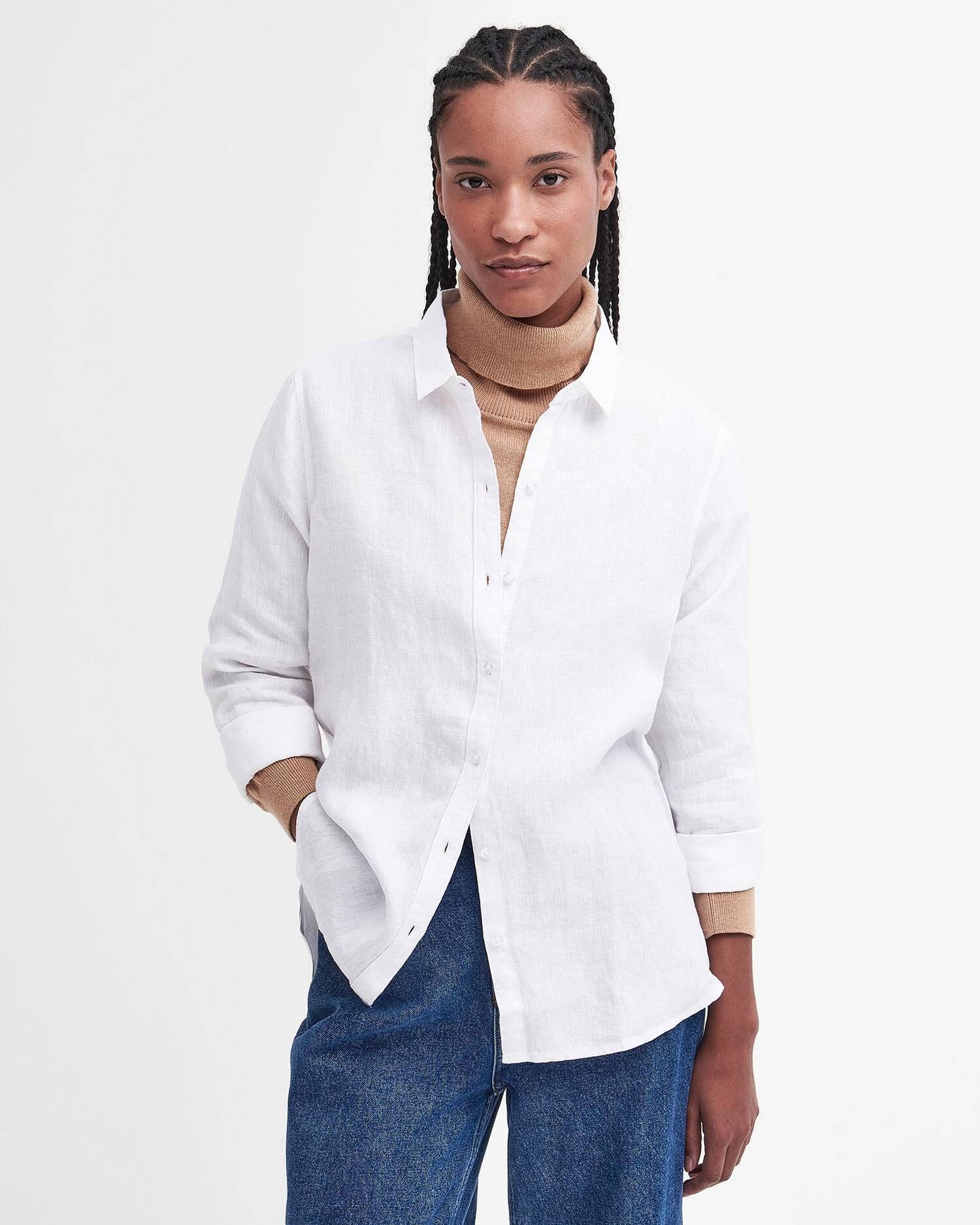 Marine Relaxed Long-Sleeved Shirt - White