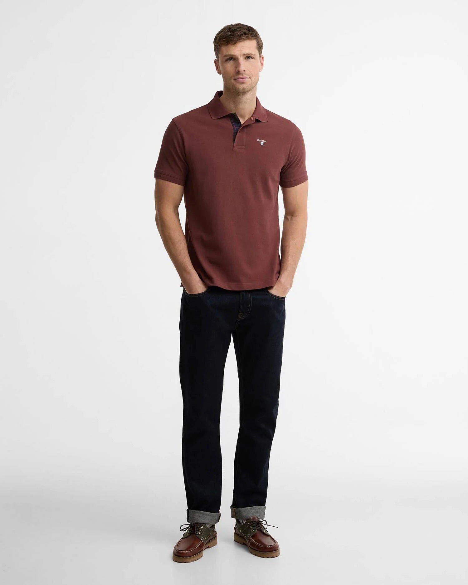 Tartan Pique Polo Shirt - Burnt Pepper