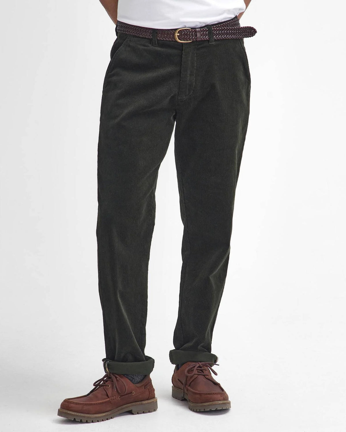 Stretch Cord Tailored Trousers - Forest