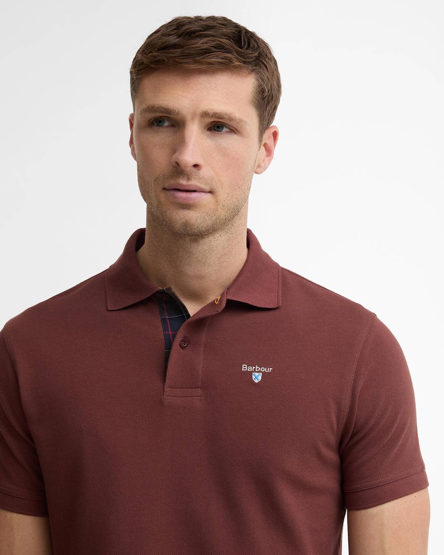 Tartan Pique Polo Shirt - Burnt Pepper