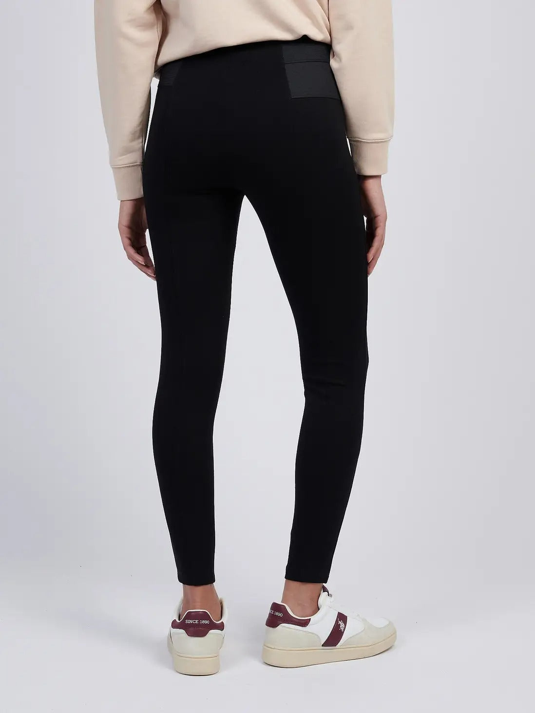 Tonal Elastic Waist Legging - Black