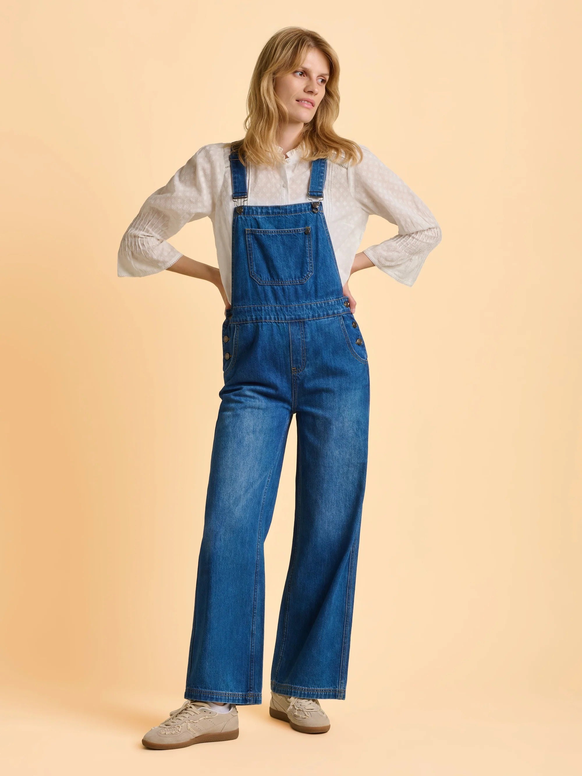 Leia Denim Dungarees - Navy