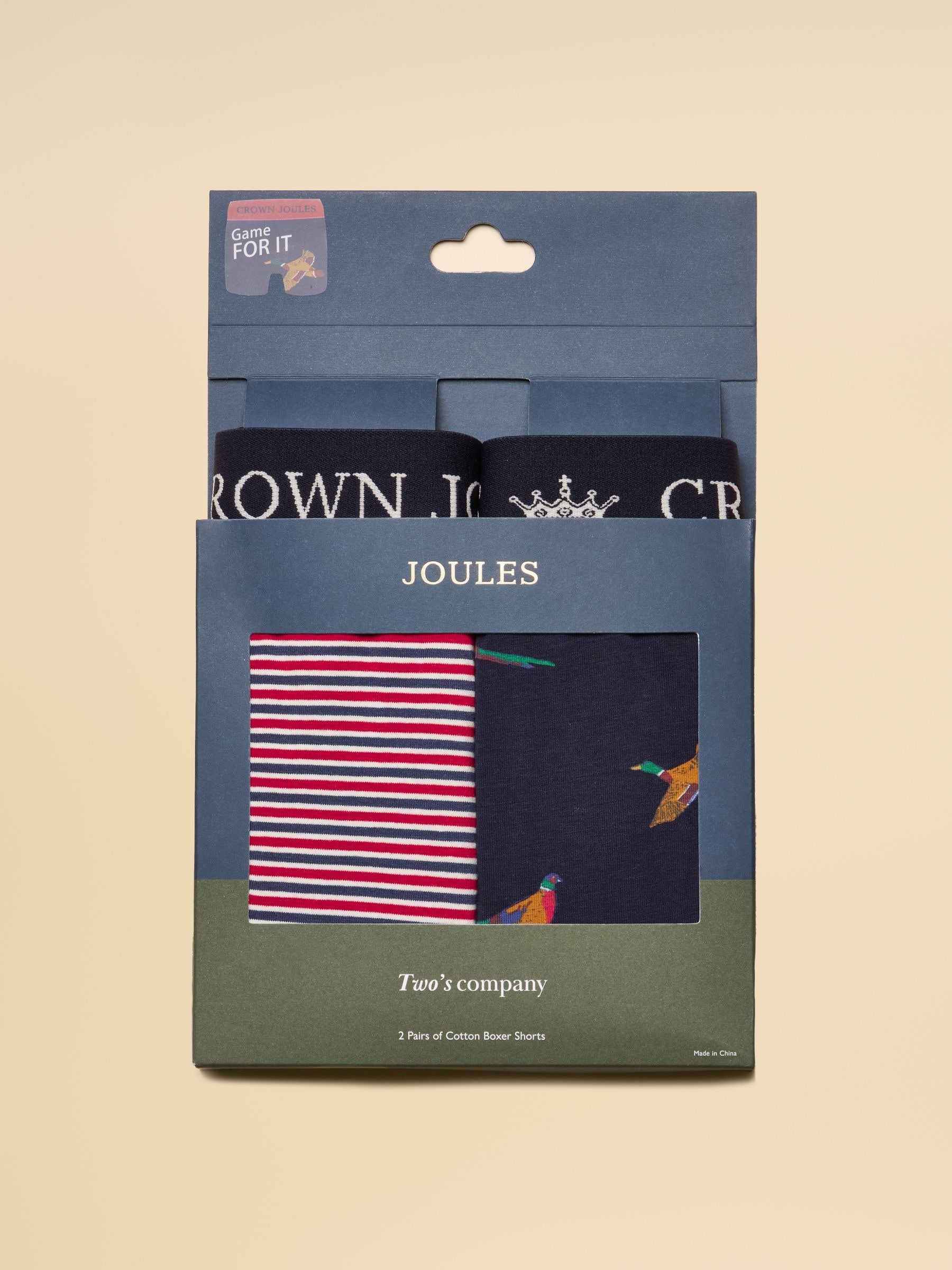 Crown Joules Orange & Navy Cotton Jersey Boxer Shorts - 2 Pack