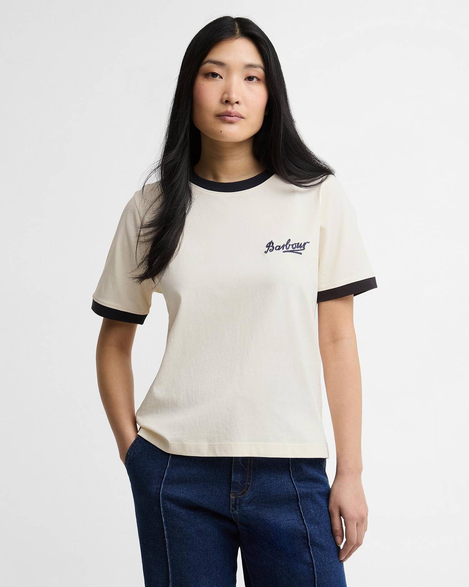 Madeline Tipped T-Shirt - Orginal Ecru/Dark Navy