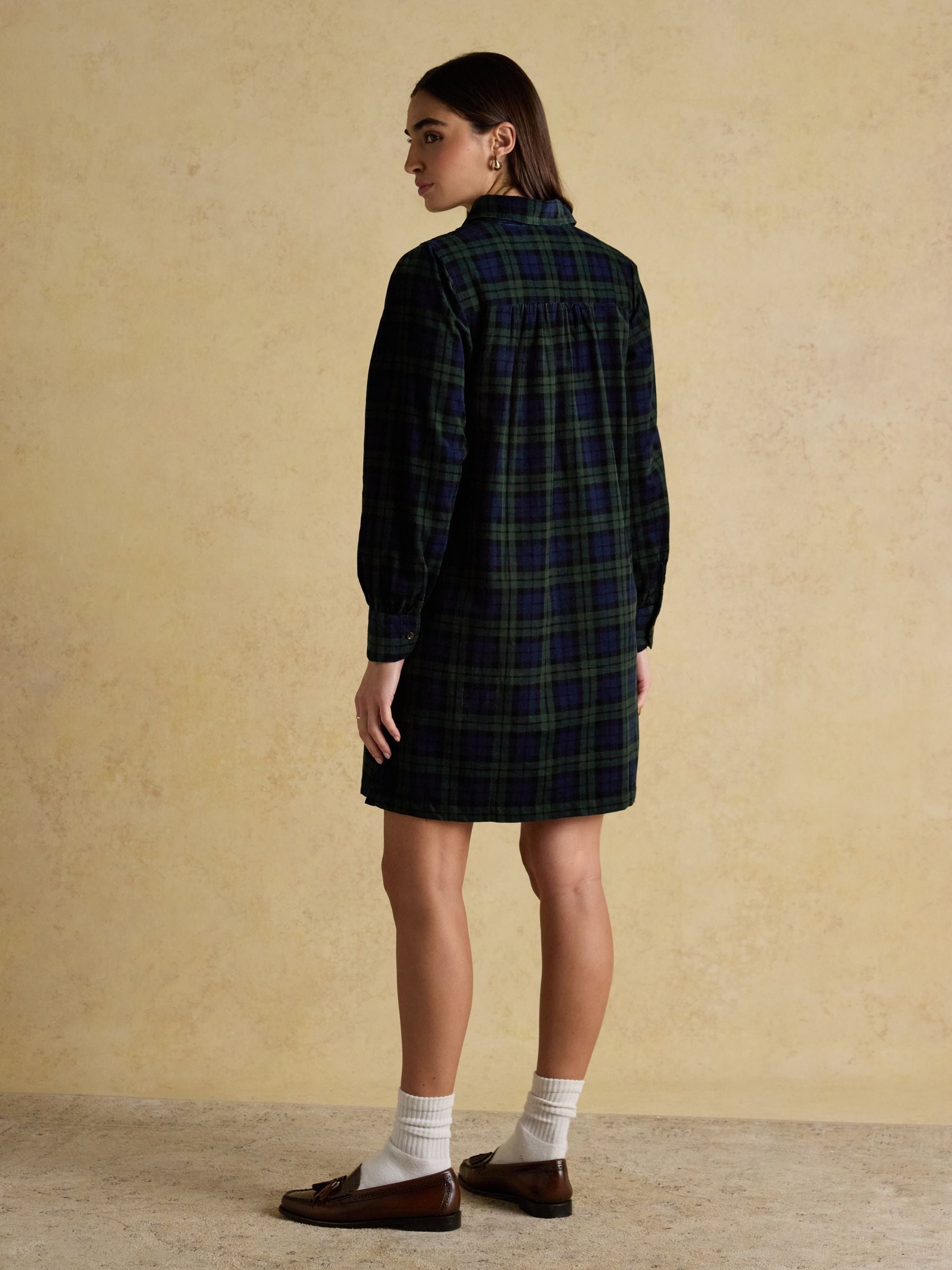 Maple Blue & Green Cord Shirt Dress