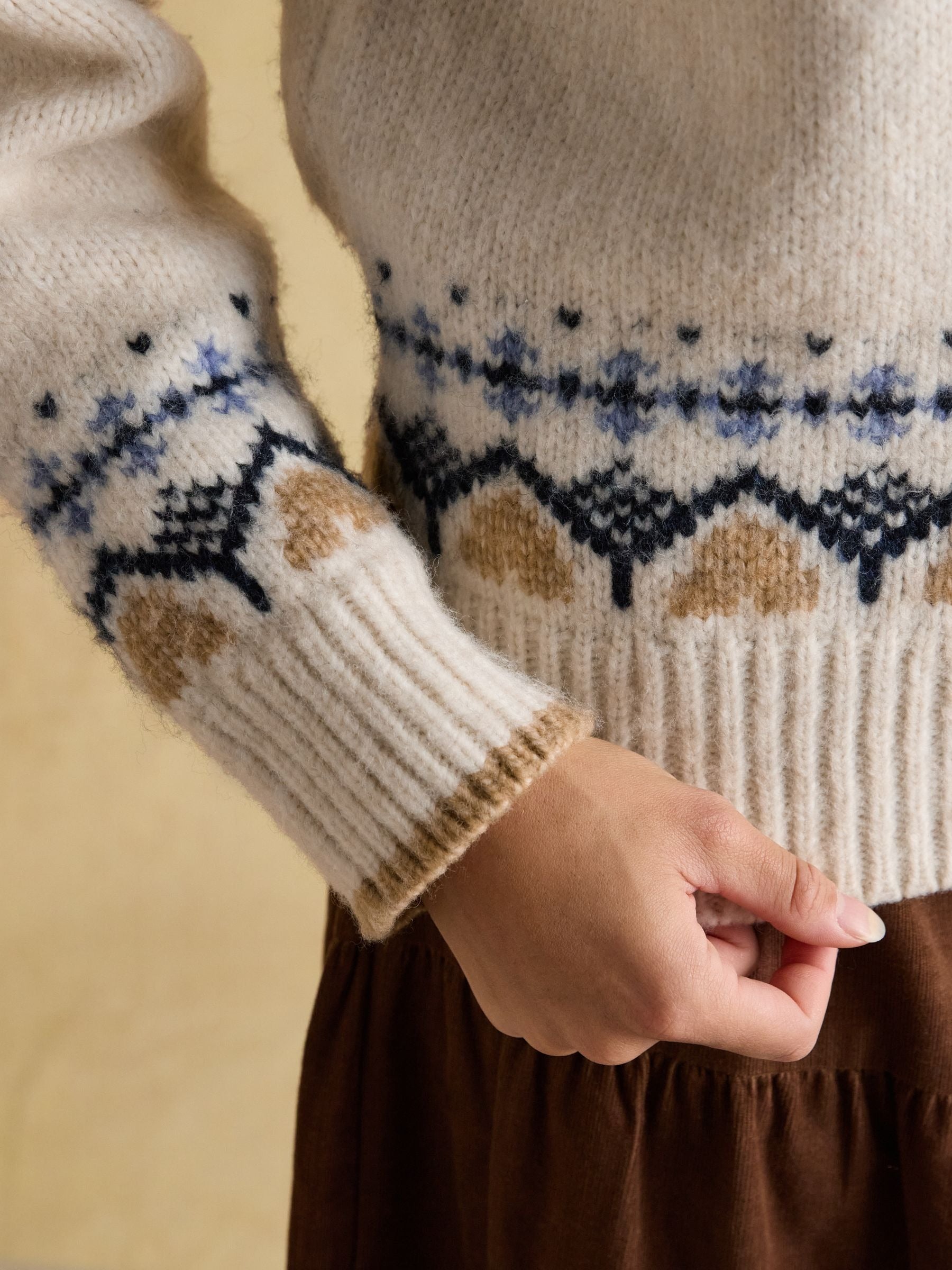 Charlie Cream & Brown Fair Isle Knitted Jumper