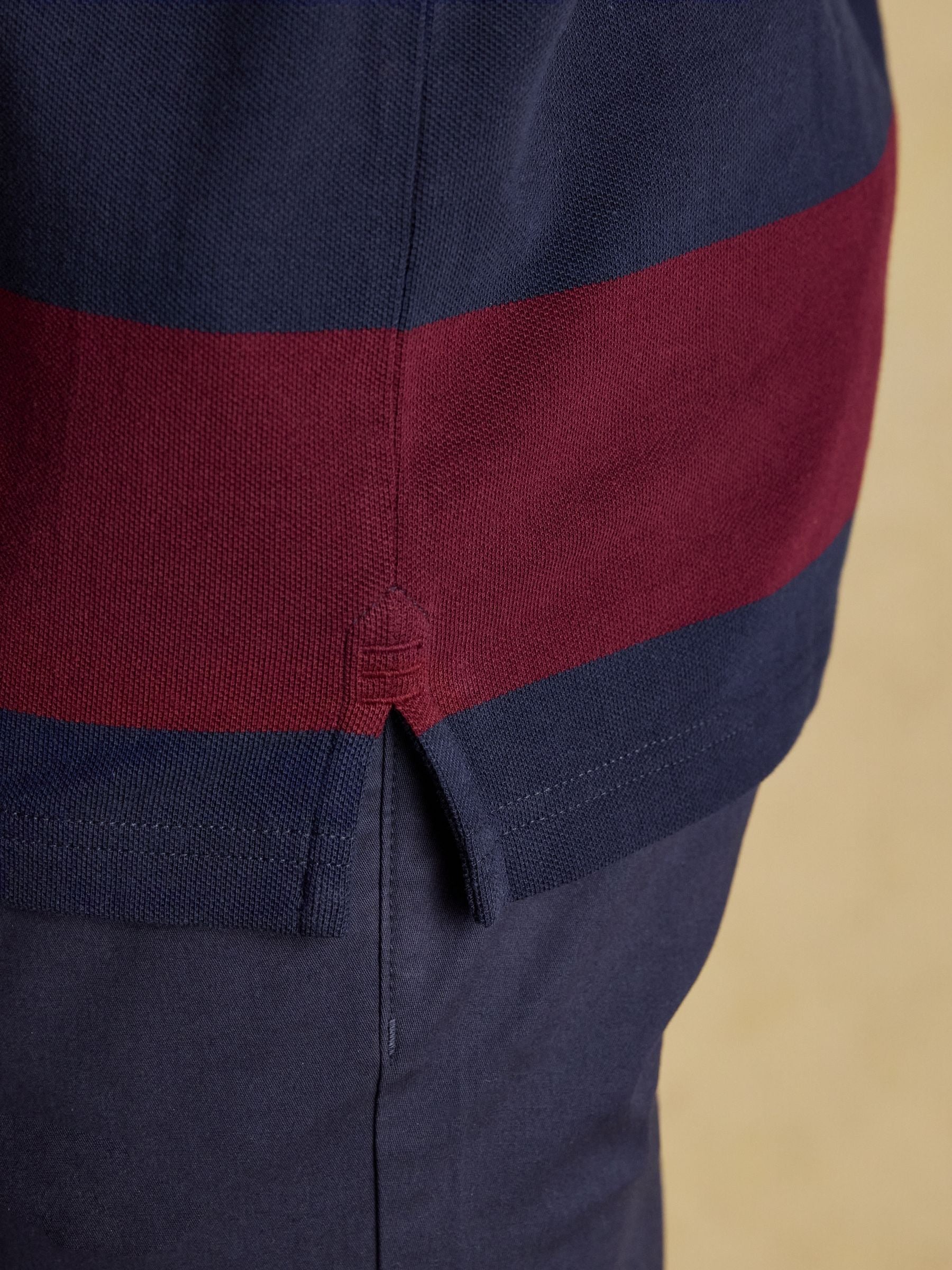 Woody Navy & Burgundy Cotton Pique Polo Shirt