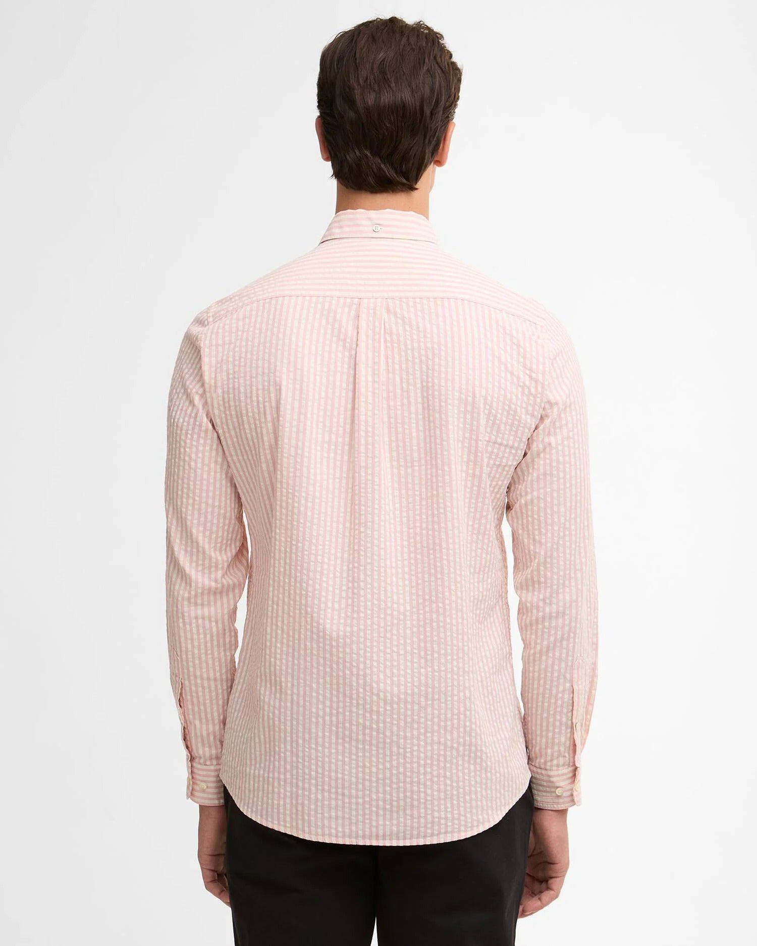 Cresswell Seersucker Tailored Long-Sleeved Shirt - Mineral Pink