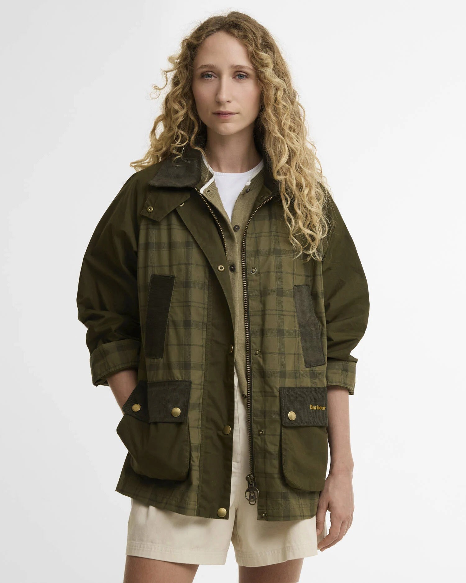 Modern Tartan Beadnell Casual Jacket - Dusky Green Tartan/Highland Olive