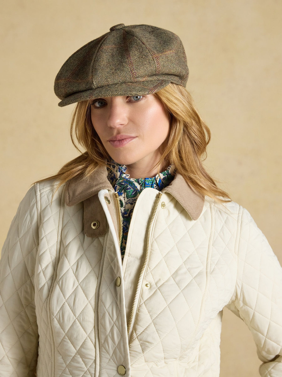 Harrogate Khaki Tweed Baker Boy Cap