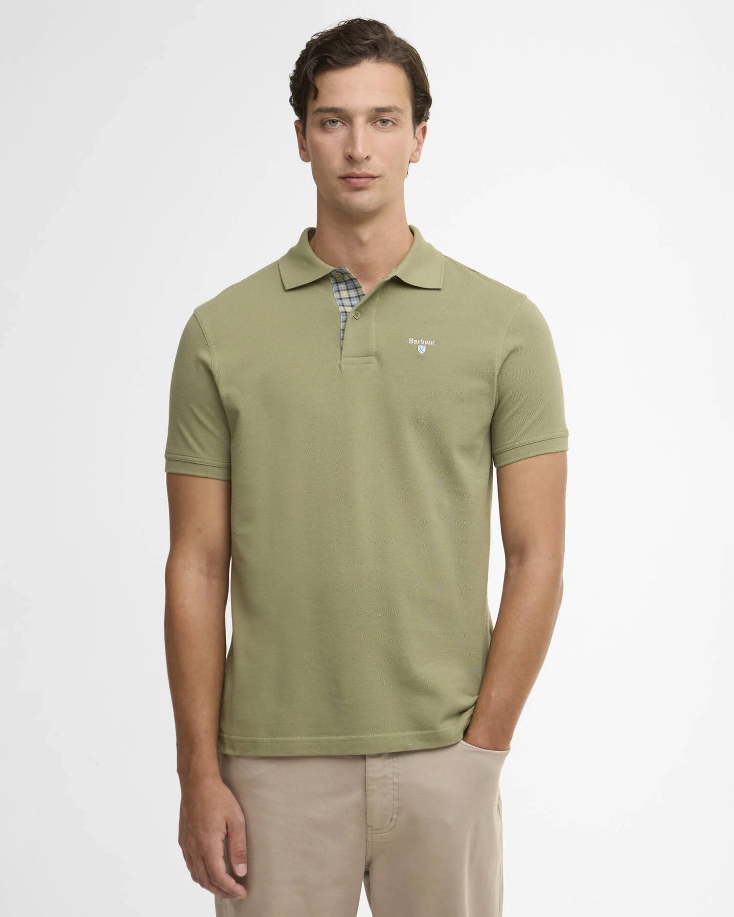 Tartan Pique Polo Shirt - Laurel Green