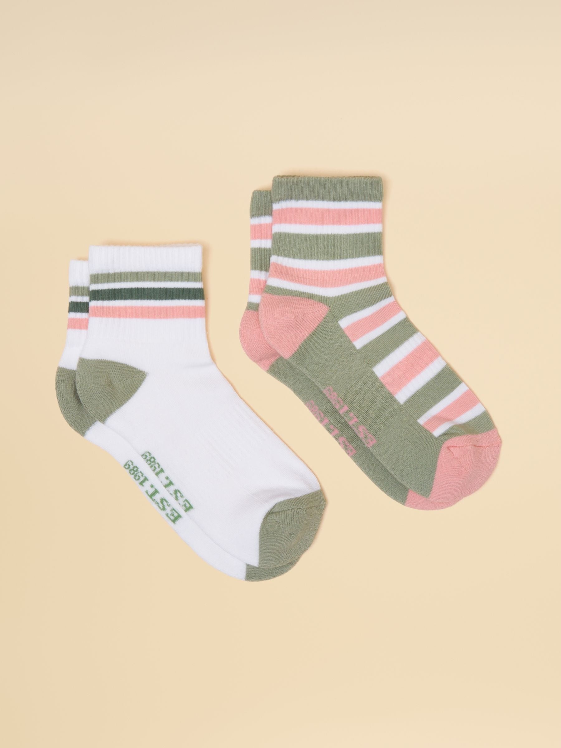 Women's Volley Green Pink Tennis Sock 2 Pack (size 4-8)