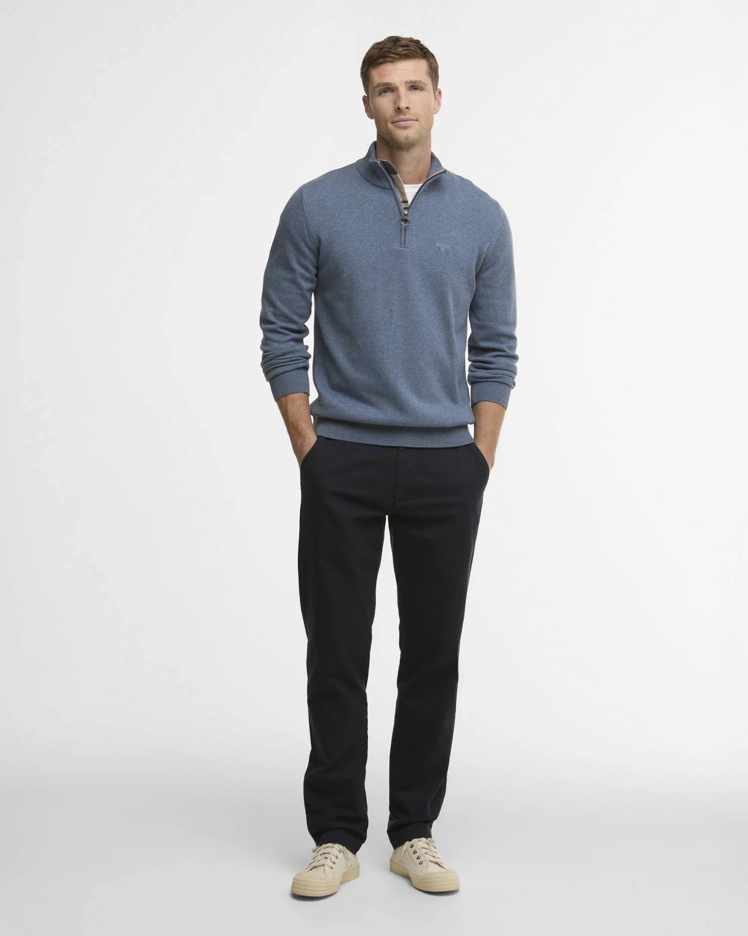 Cotton Quarter-Zip Jumper - Dusk Blue