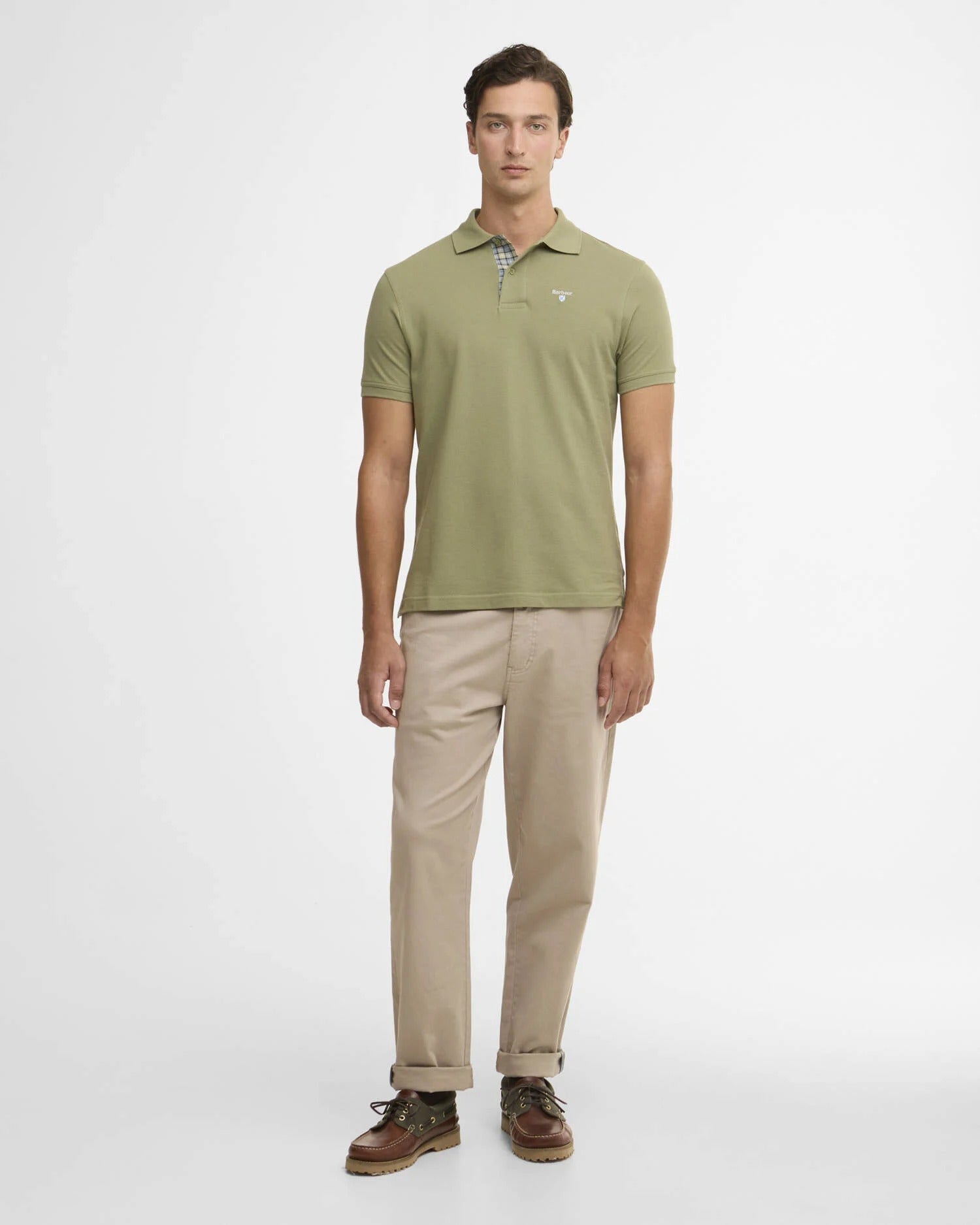 Tartan Pique Polo Shirt - Laurel Green