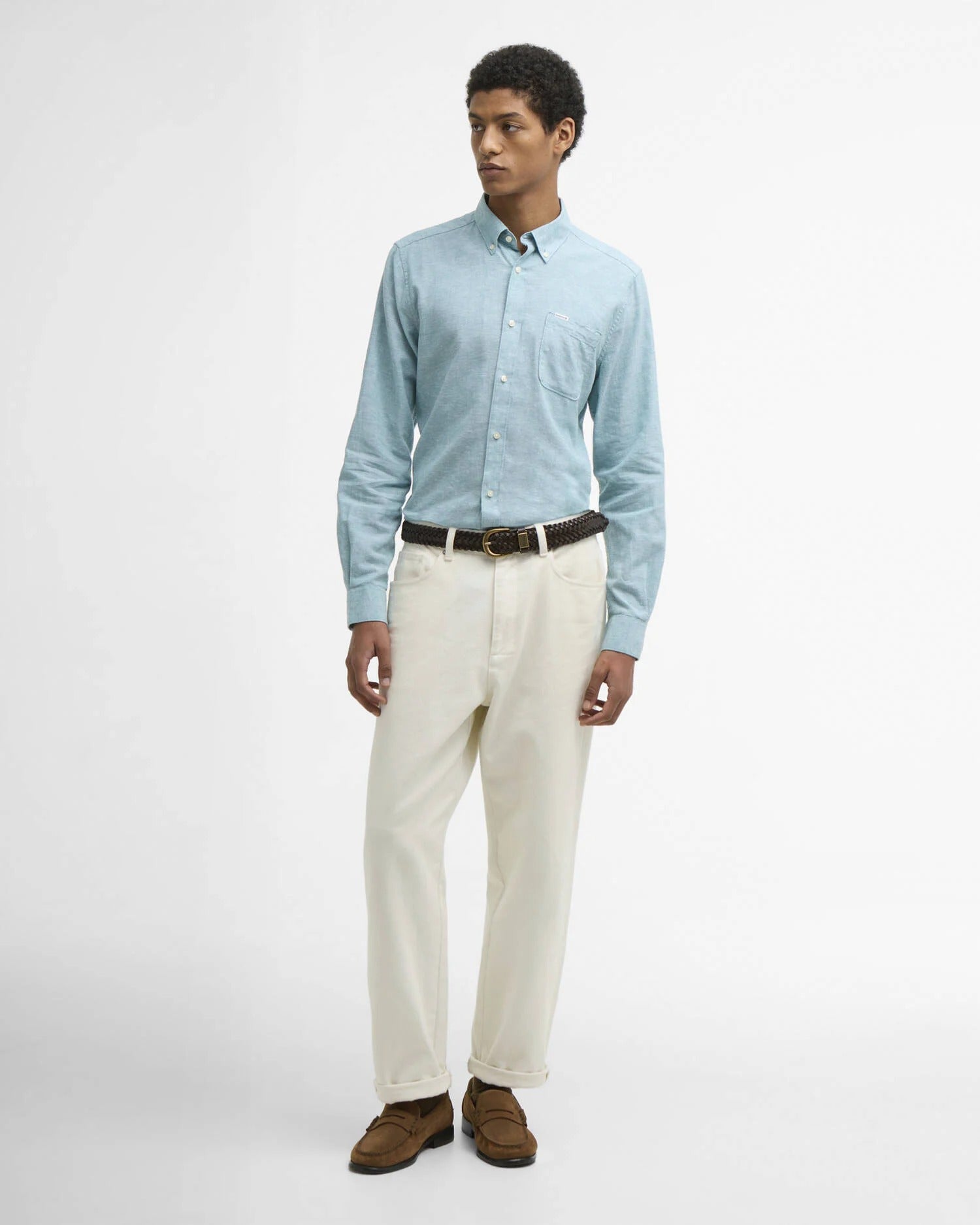 Nelson Tailored Long-Sleeved Shirt - Light Teal
