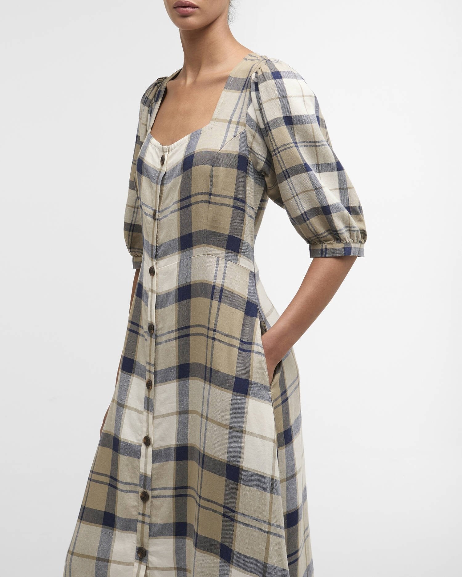 Ballina Midi Dress - Dress Navy Tartan