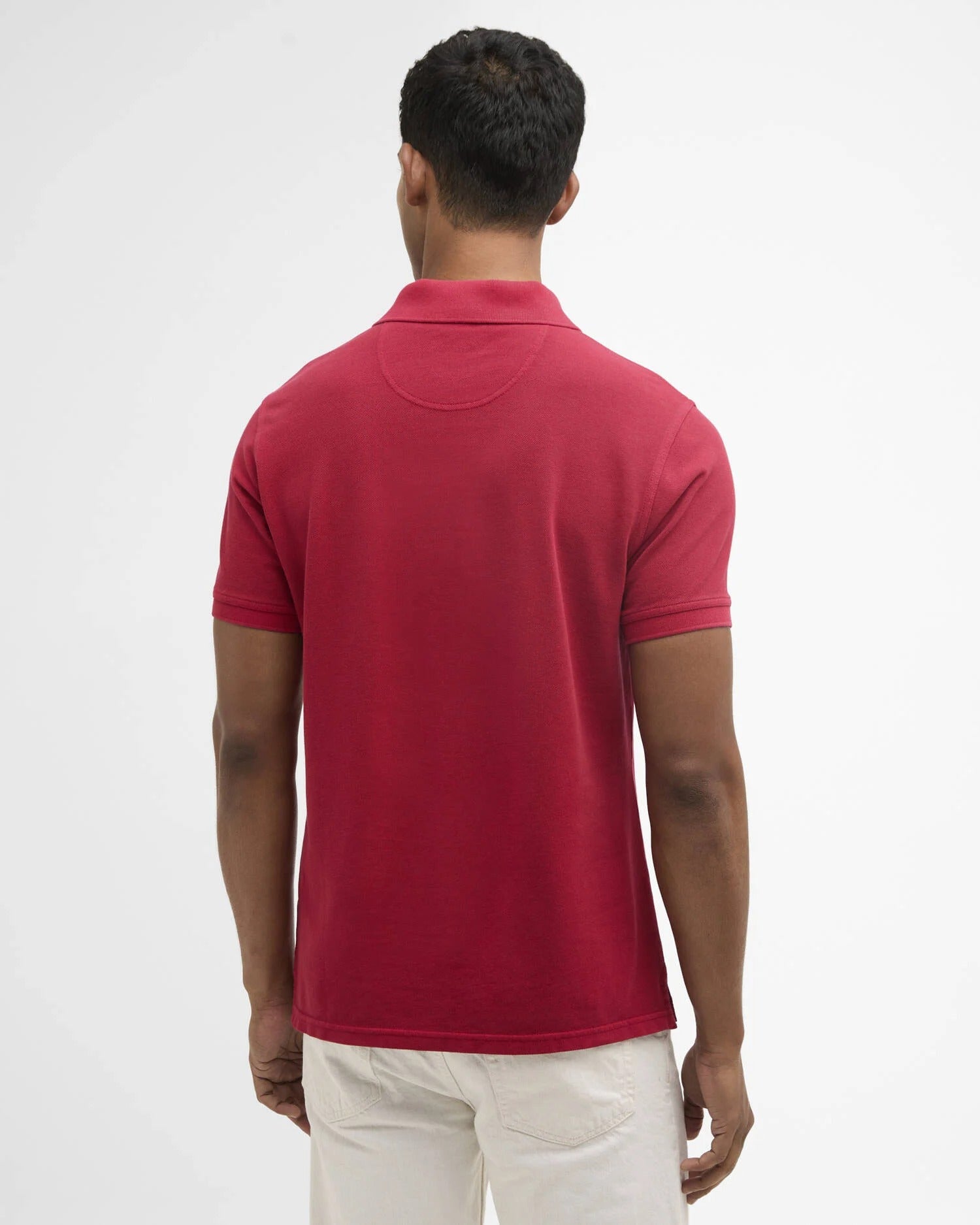Washed Tartan Tailored Pique Polo - Washed Red