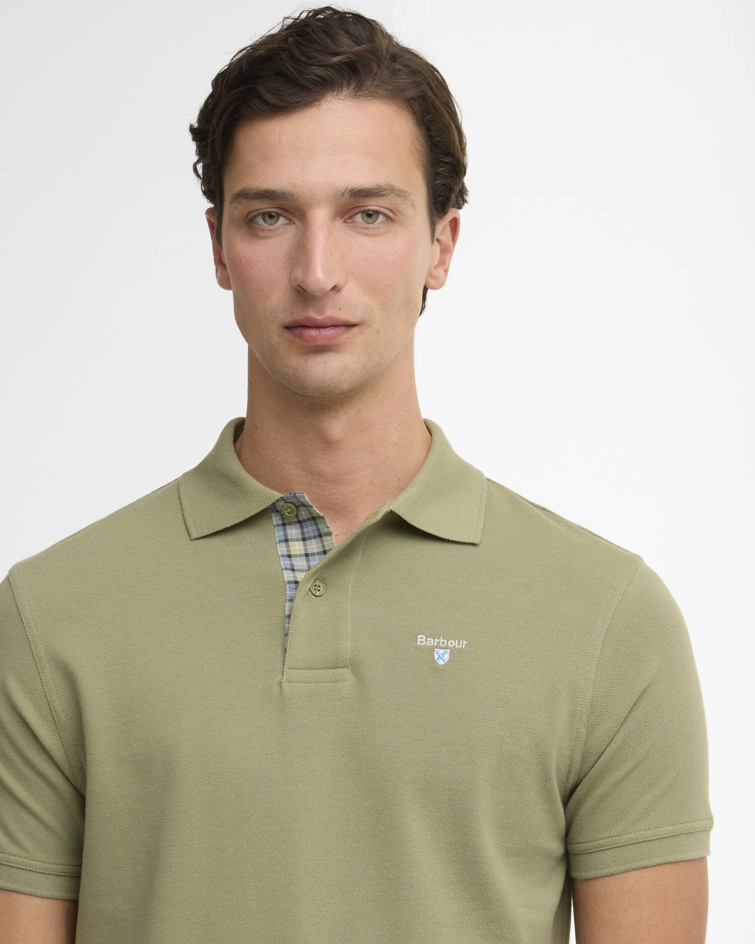 Tartan Pique Polo Shirt - Laurel Green