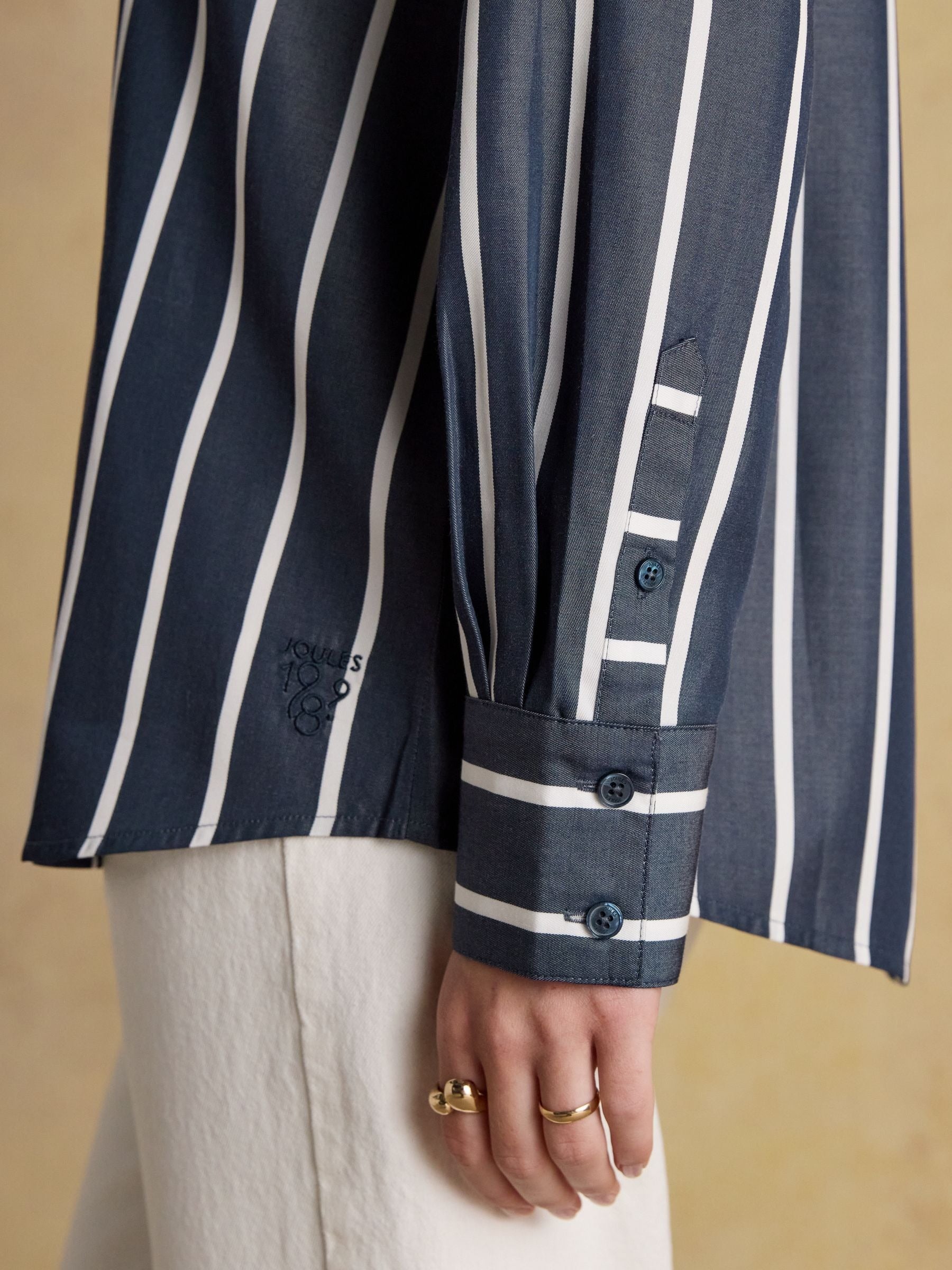 Claudia Navy Cream Stripe Boyfriend Shirt