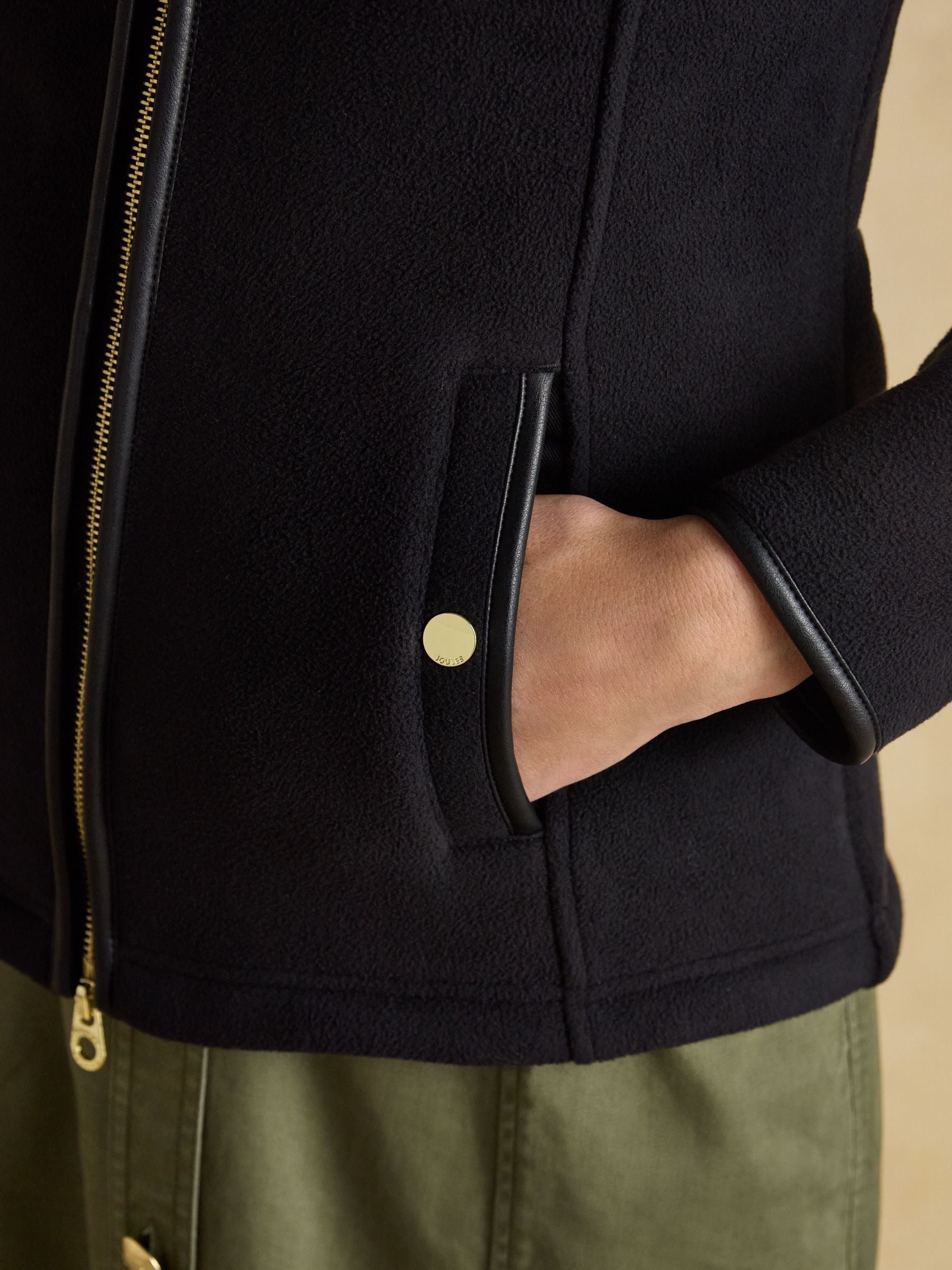 Heritage Black Regular Zip Through Fleece
