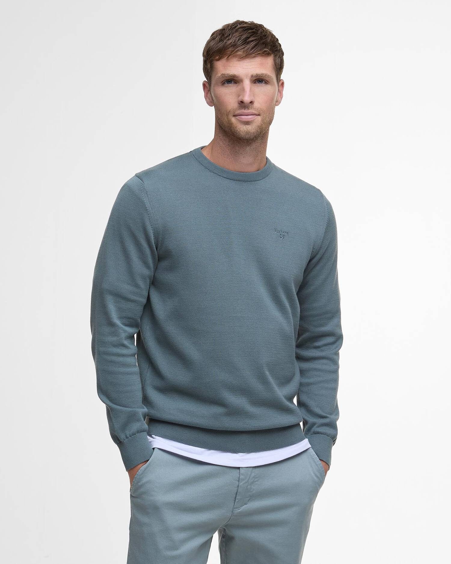 Pima Cotton Crew Neck Jumper - Vintage Teal
