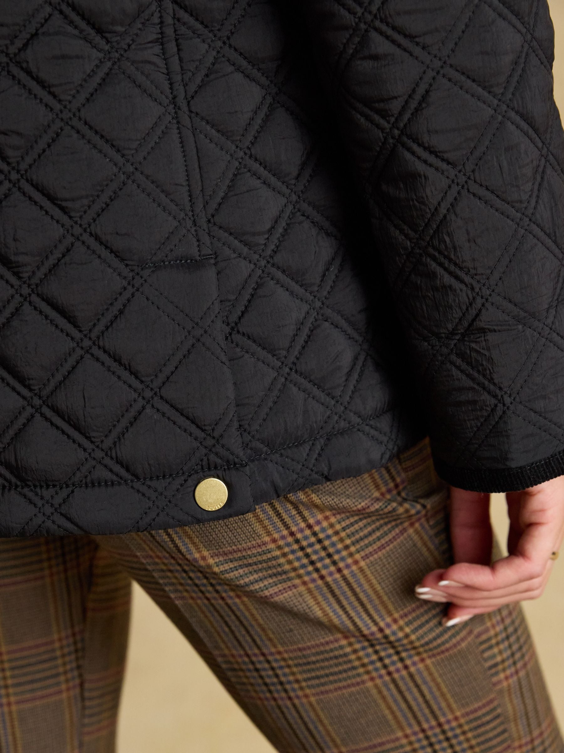 Beatrix Black Showerproof Diamond Quilted Coat