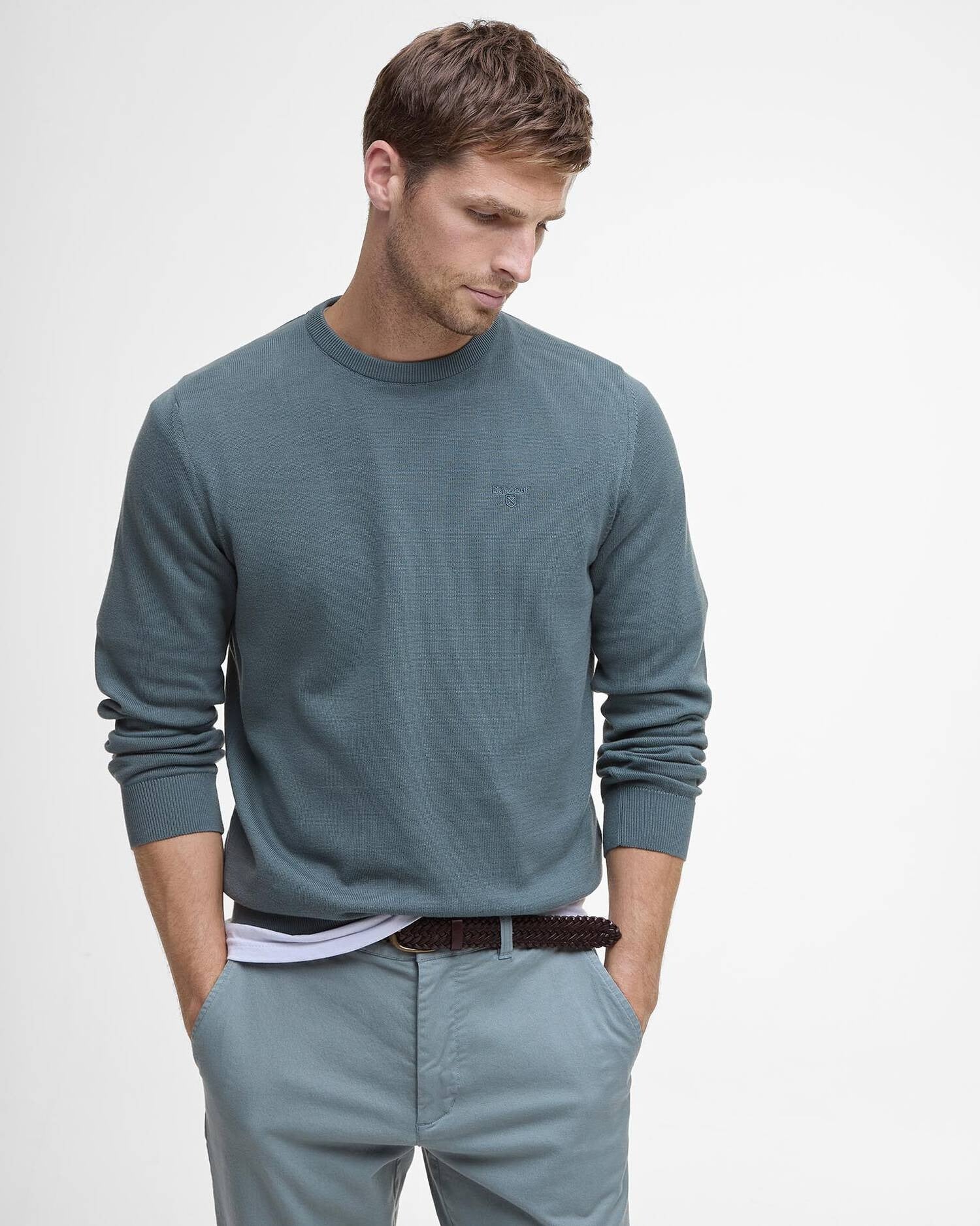 Pima Cotton Crew Neck Jumper - Vintage Teal