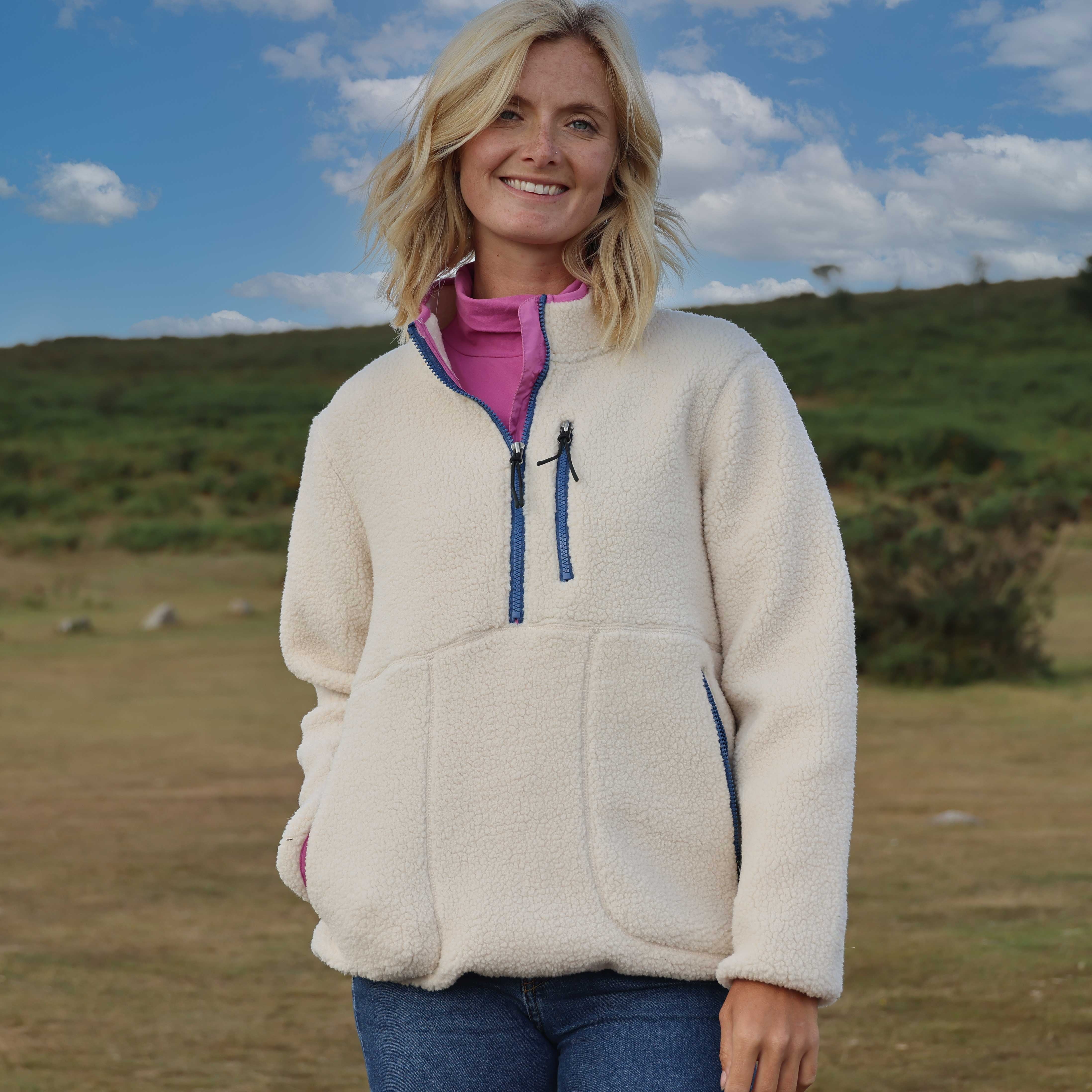 LJ800 - Ladies Half Zip Sherpa Fleece - Oatmeal