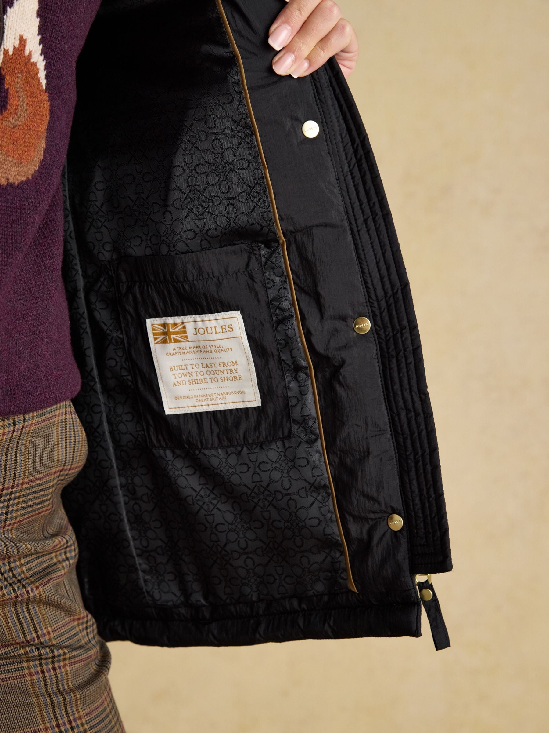 Beatrix Black Showerproof Diamond Quilted Coat