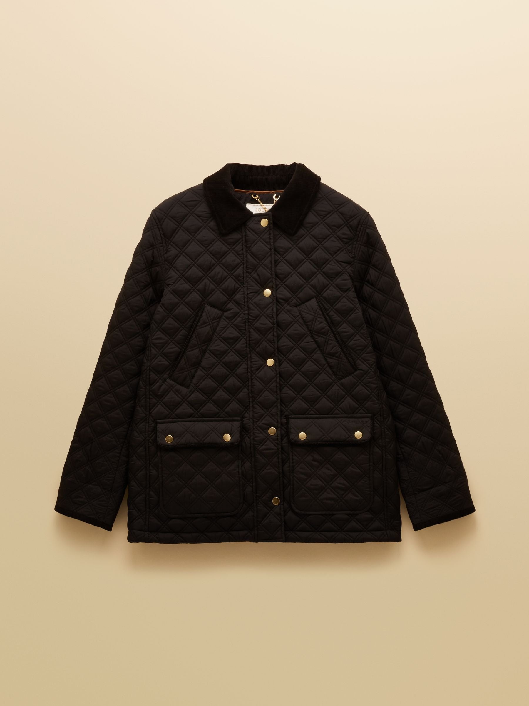 Beatrix Black Showerproof Diamond Quilted Coat