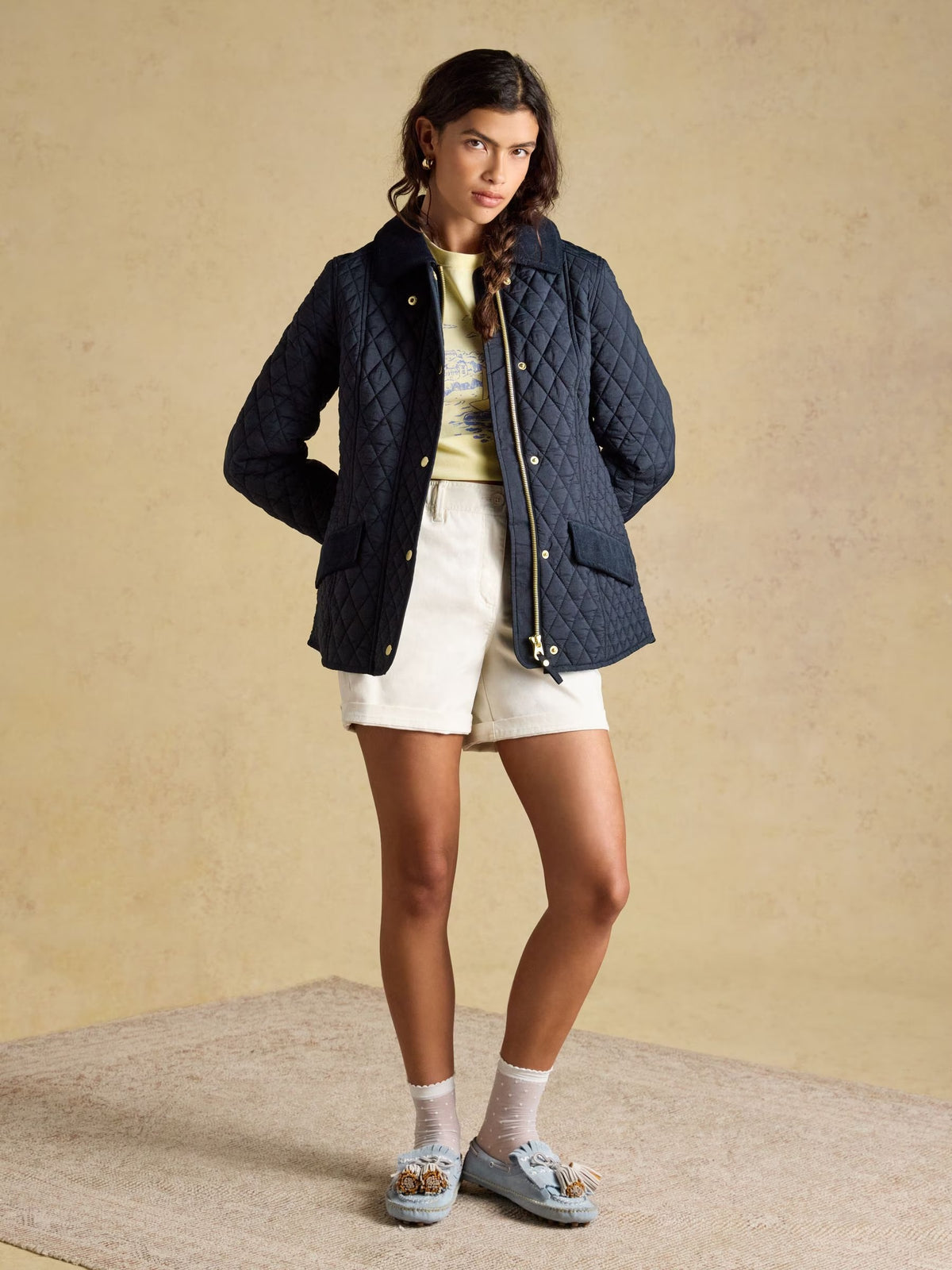 Highclere Navy Showerproof Diamond Quilted Jacket.