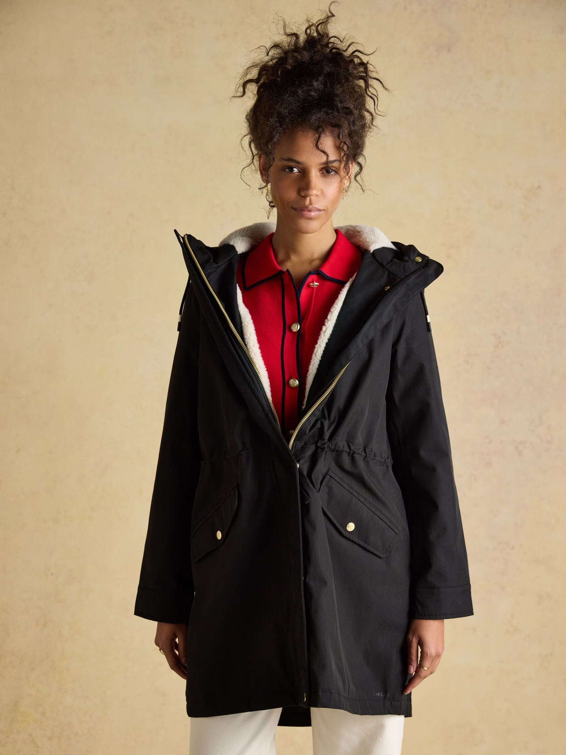 Portwell Cosy Black Fleece Lined Waterproof Raincoat with Hood