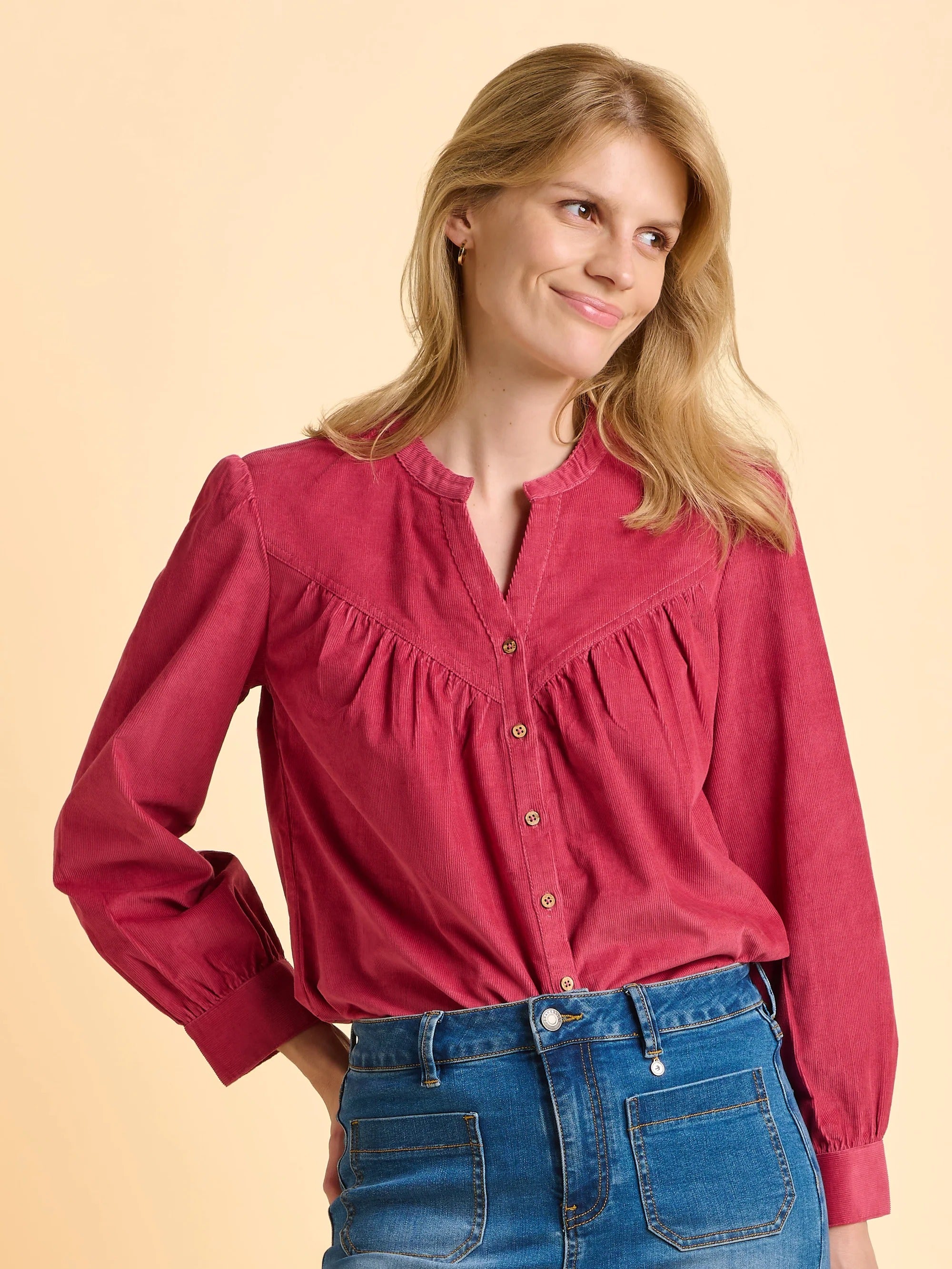 Lindsay Cord Blouse - Pink