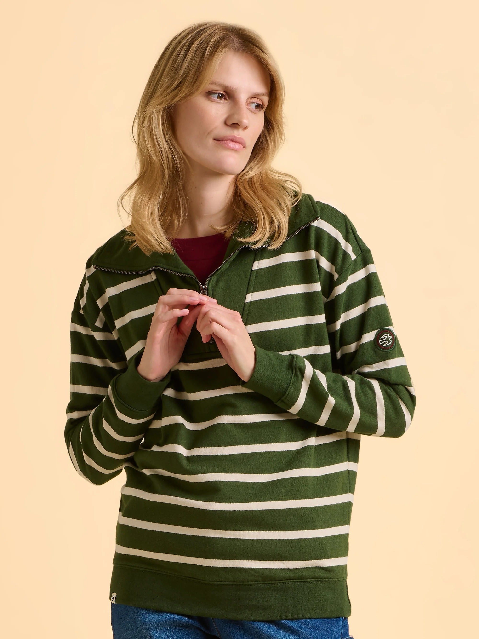 Charmouth Quarter Zip Sweatshirt - Green