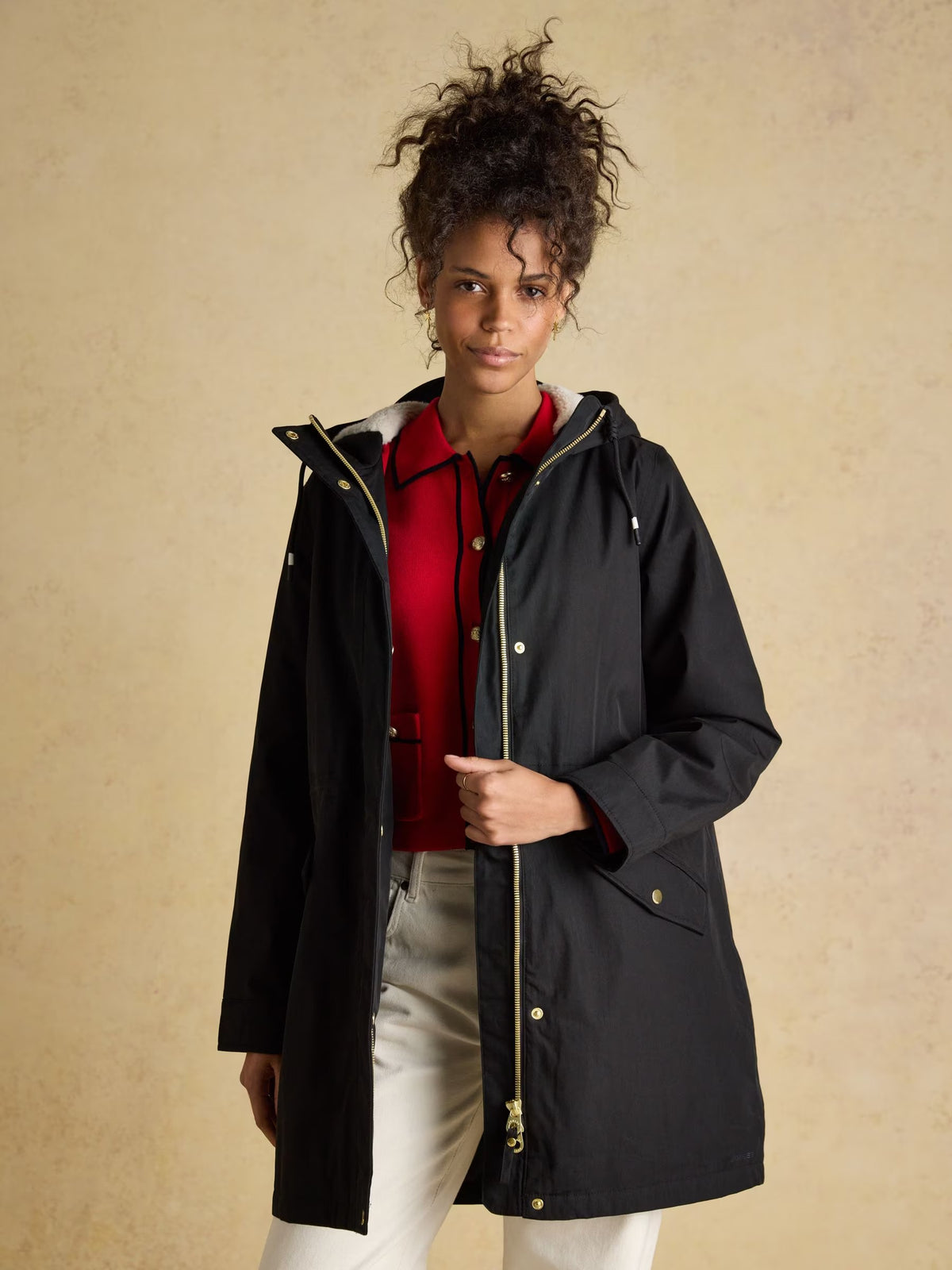 Portwell Cosy Black Fleece Lined Waterproof Raincoat with Hood