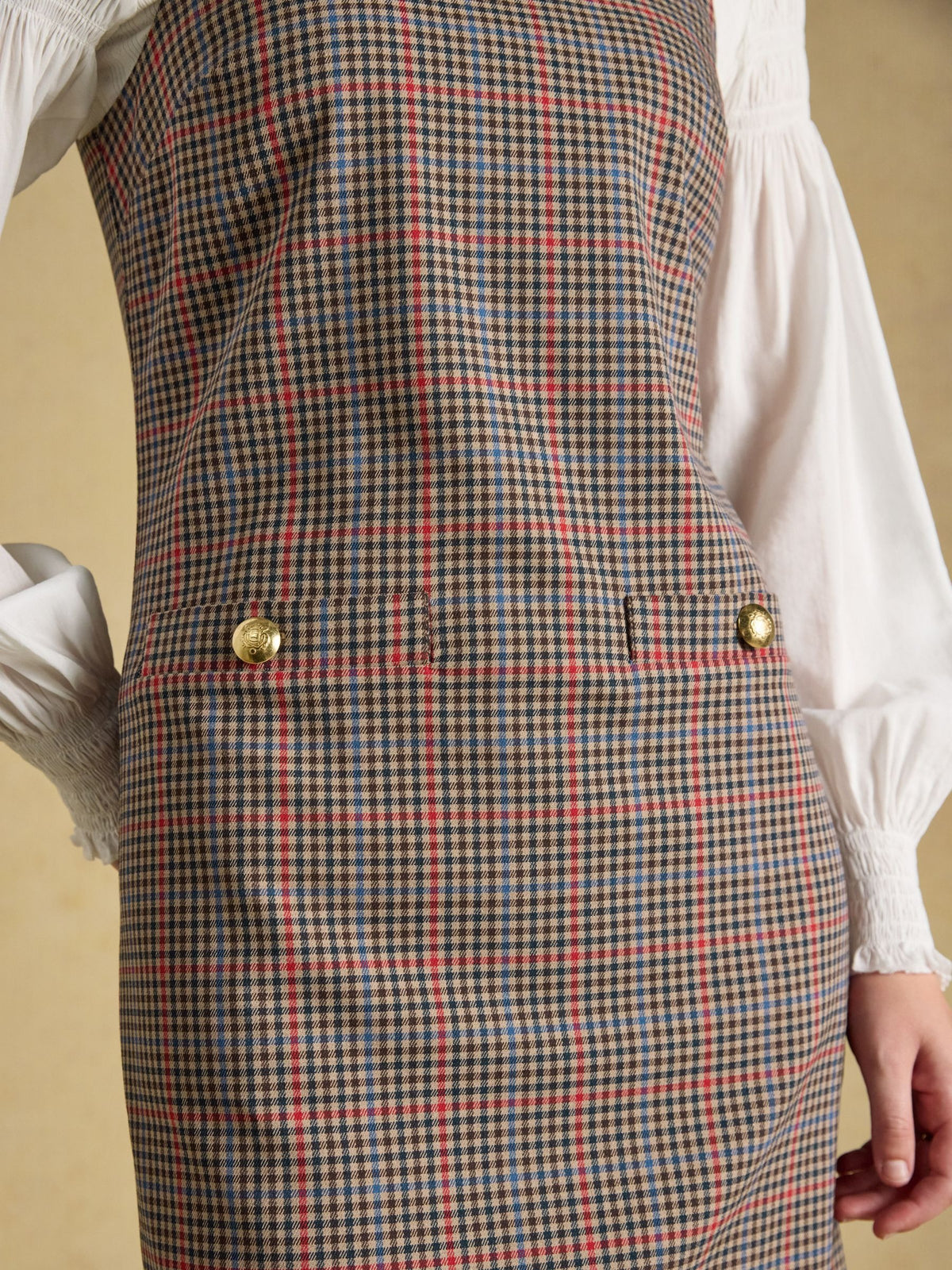 Beatrice Brown Check Ada Shift Mini Dress