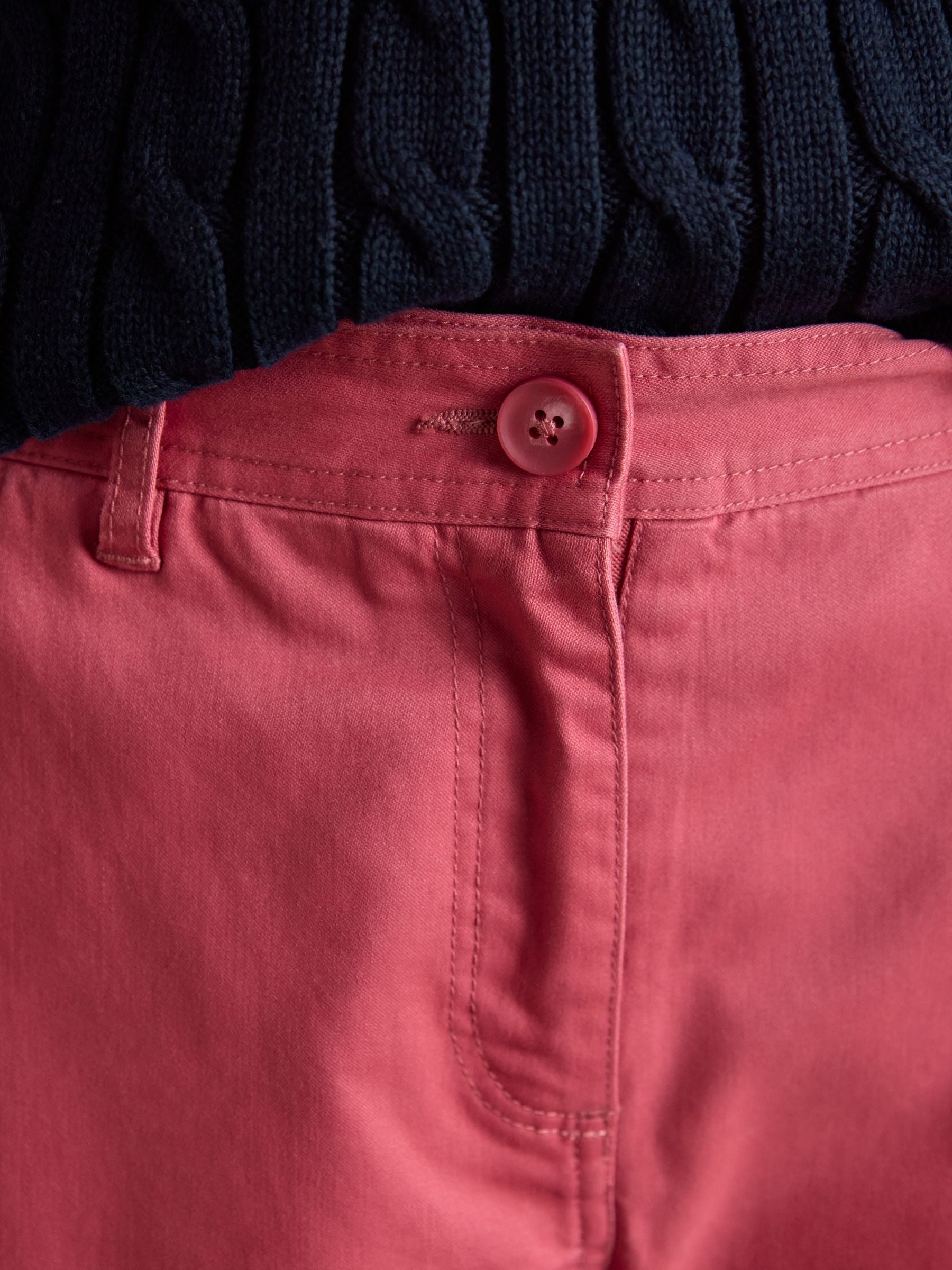Red Slim Fit Chino Trousers with Elasticated Waist
