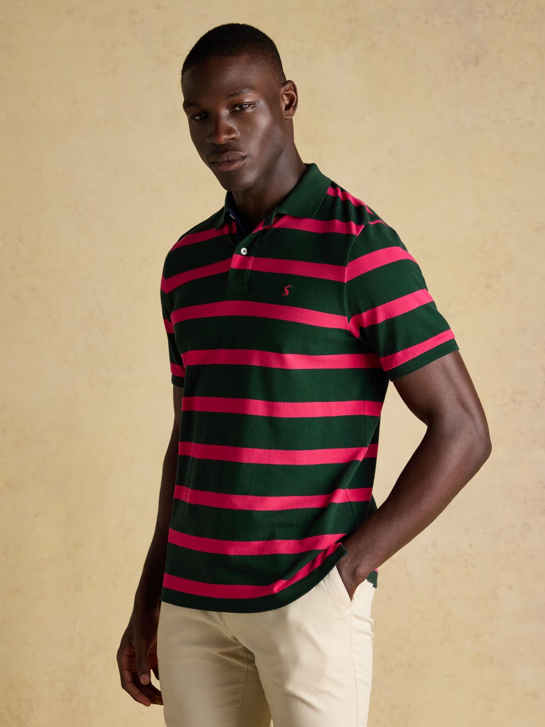 Woody Green & Pink Cotton Pique Polo Shirt