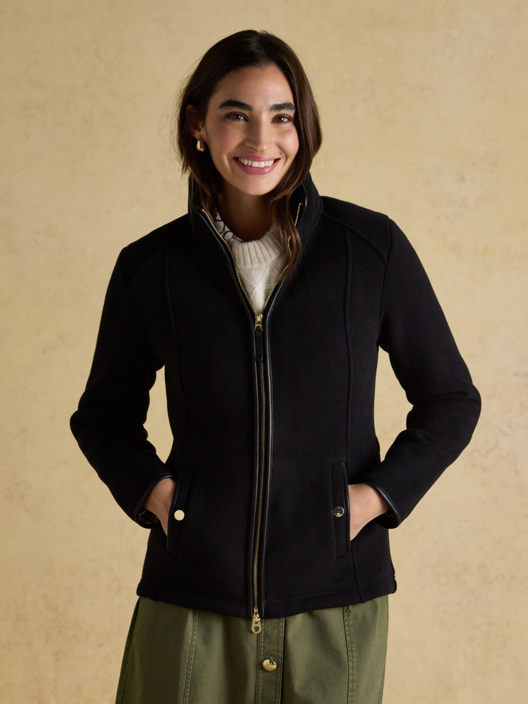 Heritage Black Regular Zip Through Fleece