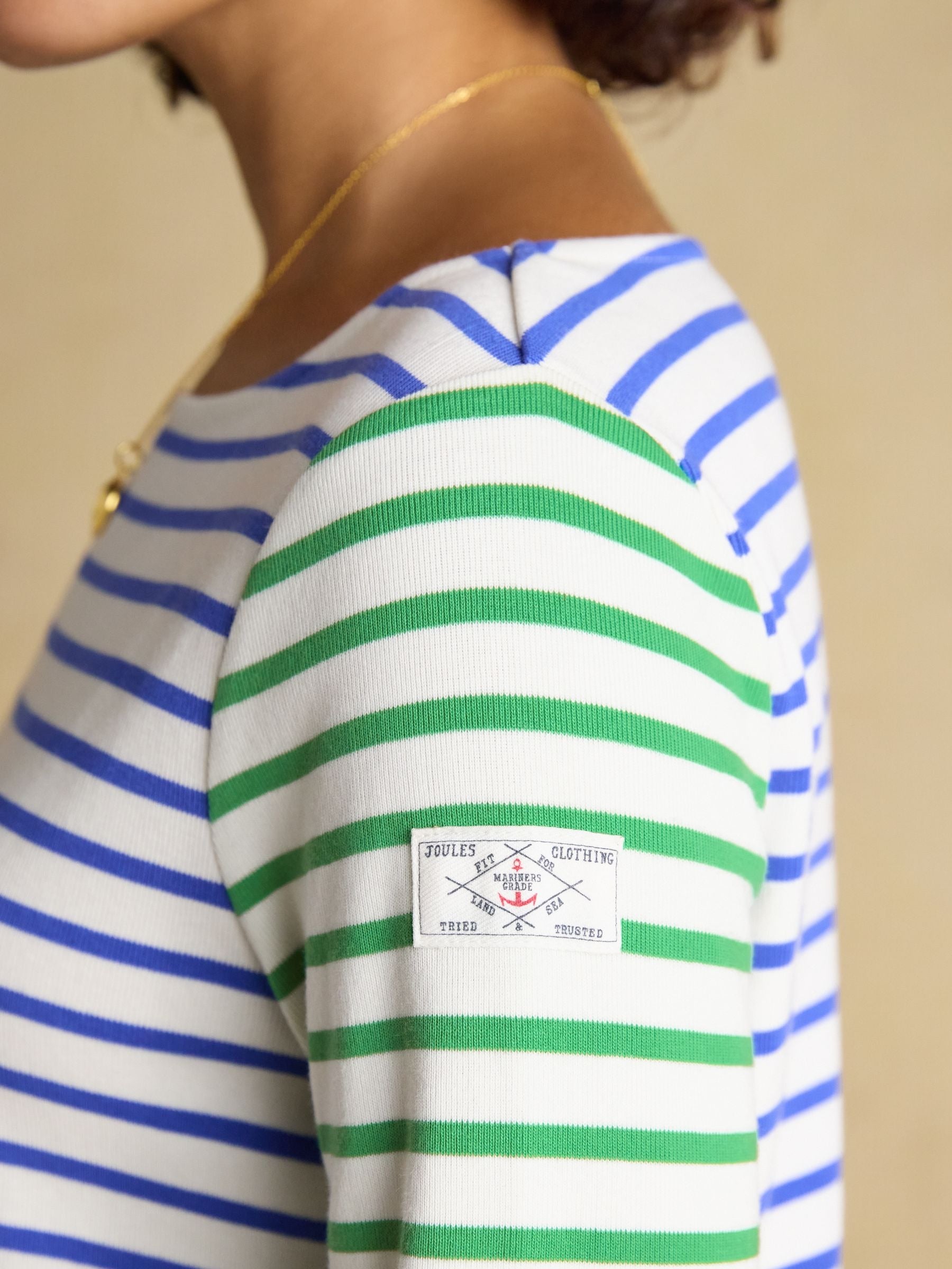 Harbour White Multi Striped Boat Neck Long Sleeve Breton Top